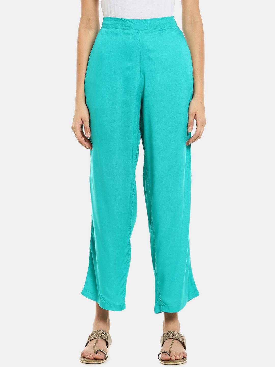 

Karigari Women Green Parallel Trousers