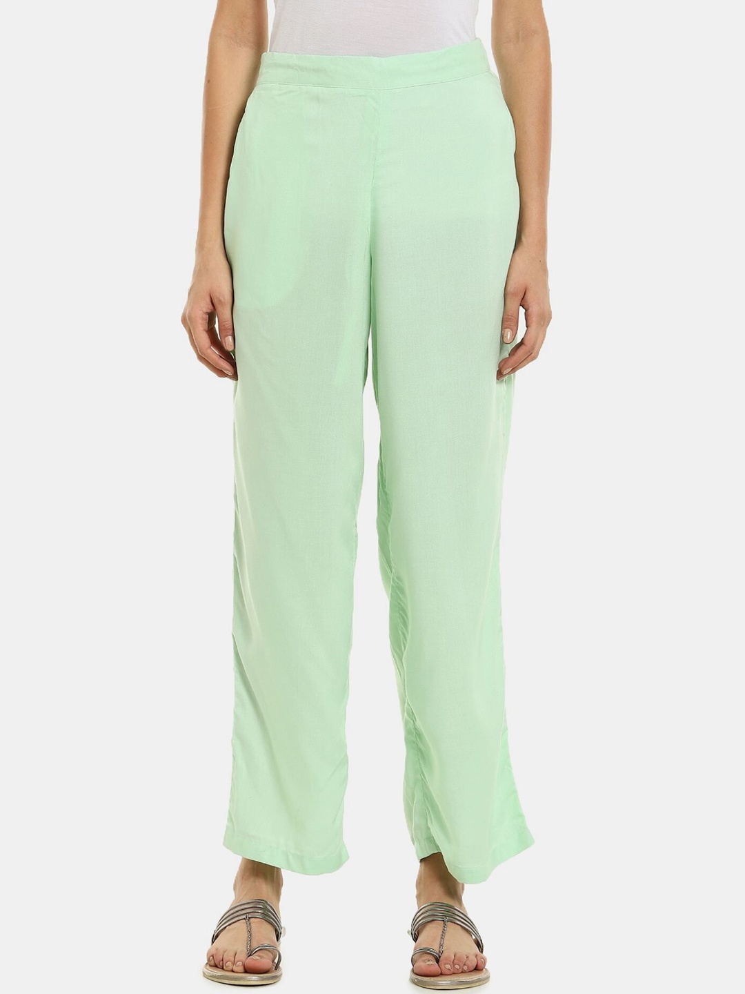 

Karigari Women Green Parallel Trousers
