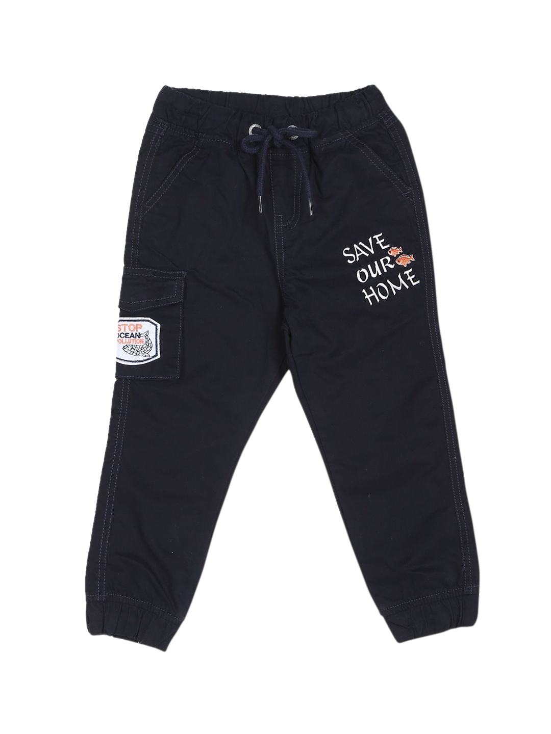 

Cherokee Boys Navy Blue & White Embroidered Joggers