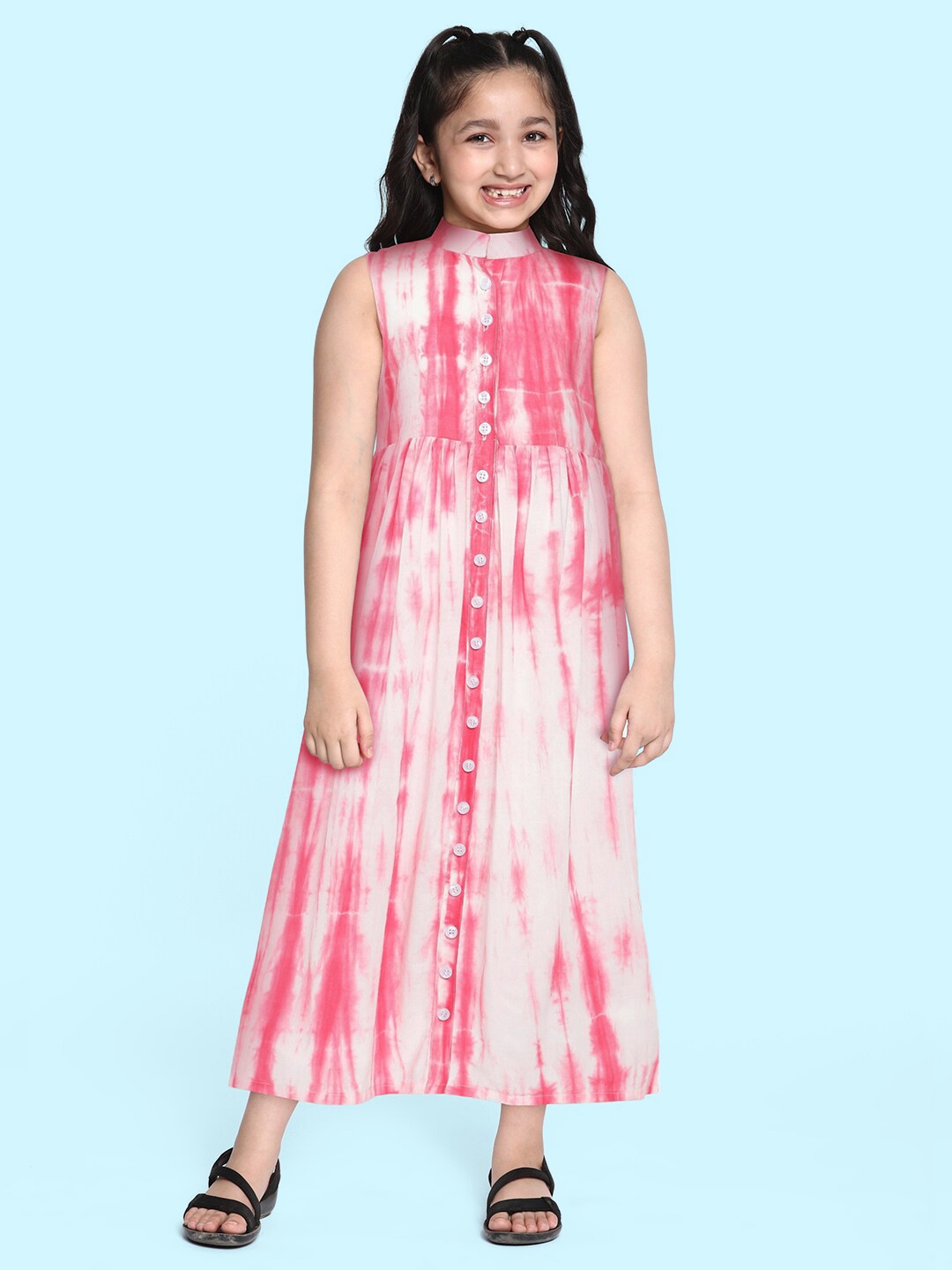

Ethnovog Pink Tie and Dyed A-Line Midi Dress
