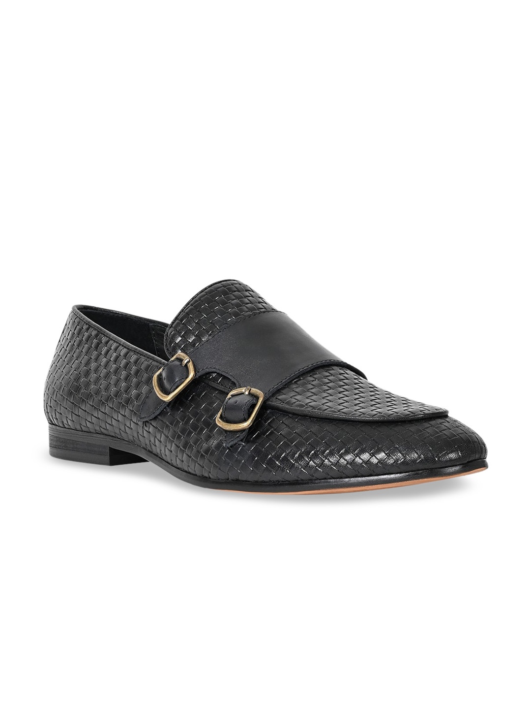 

Cobblerz Men Black Textured Leather Formal Loafers