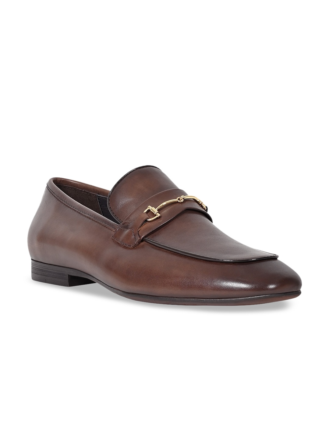 

Cobblerz Men Brown Solid Leather Formal Loafers