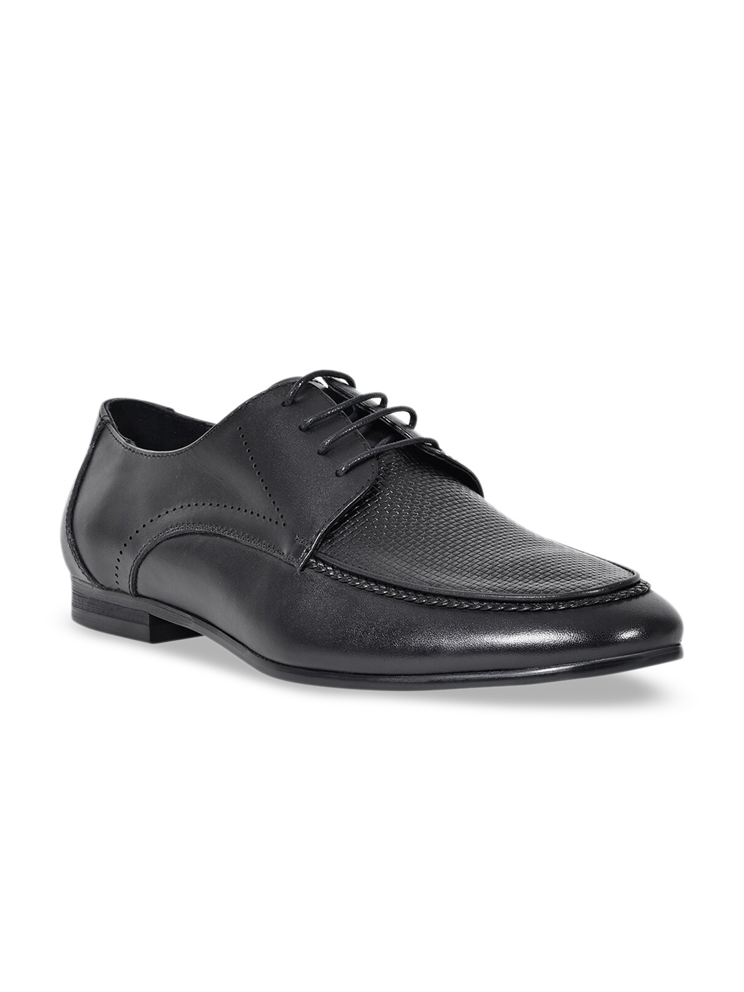 

Cobblerz Men Black Textured Leather Formal Derbys