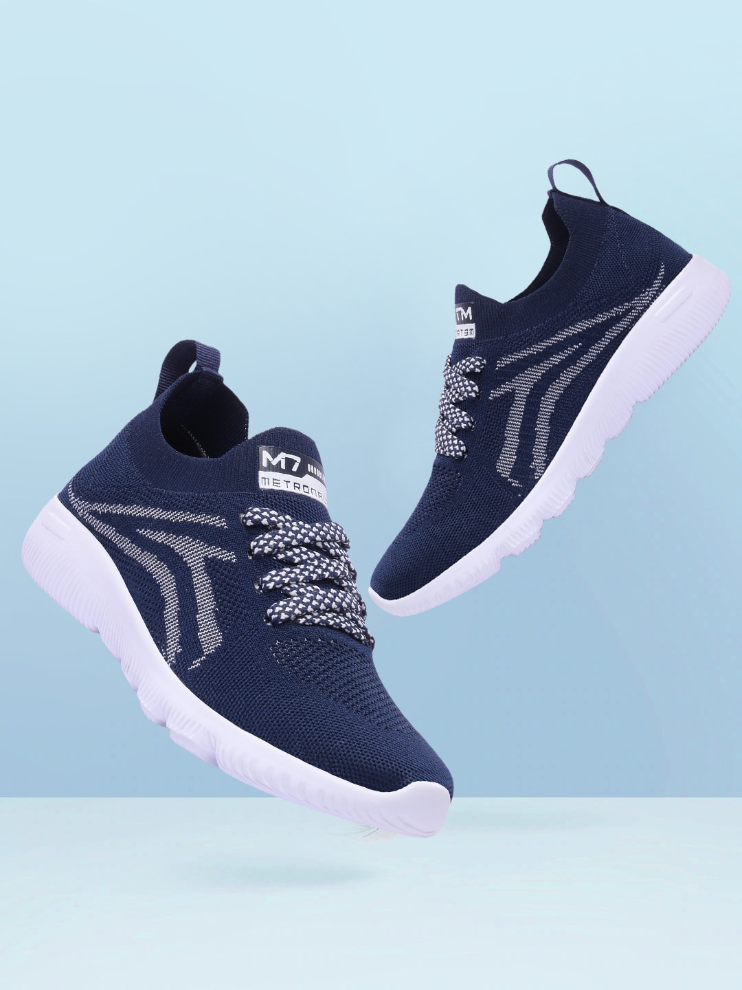 

M7 by Metronaut Men Navy Blue Woven Design Sneakers