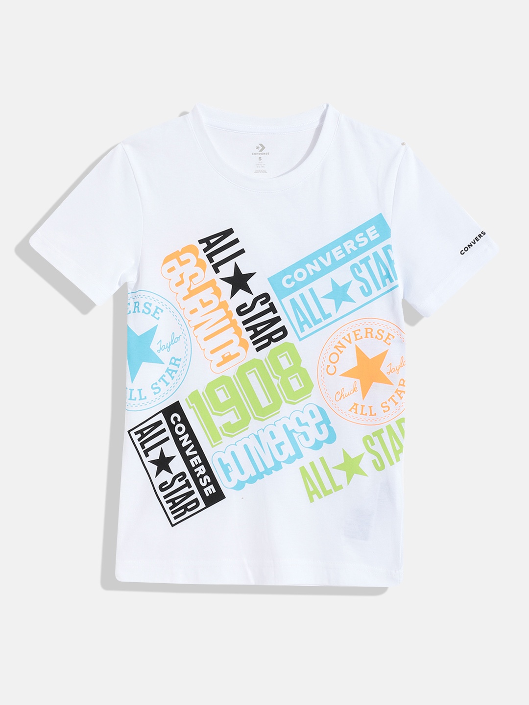 

Converse Boys White & Blue Pure Cotton Graphic Printed T-shirt