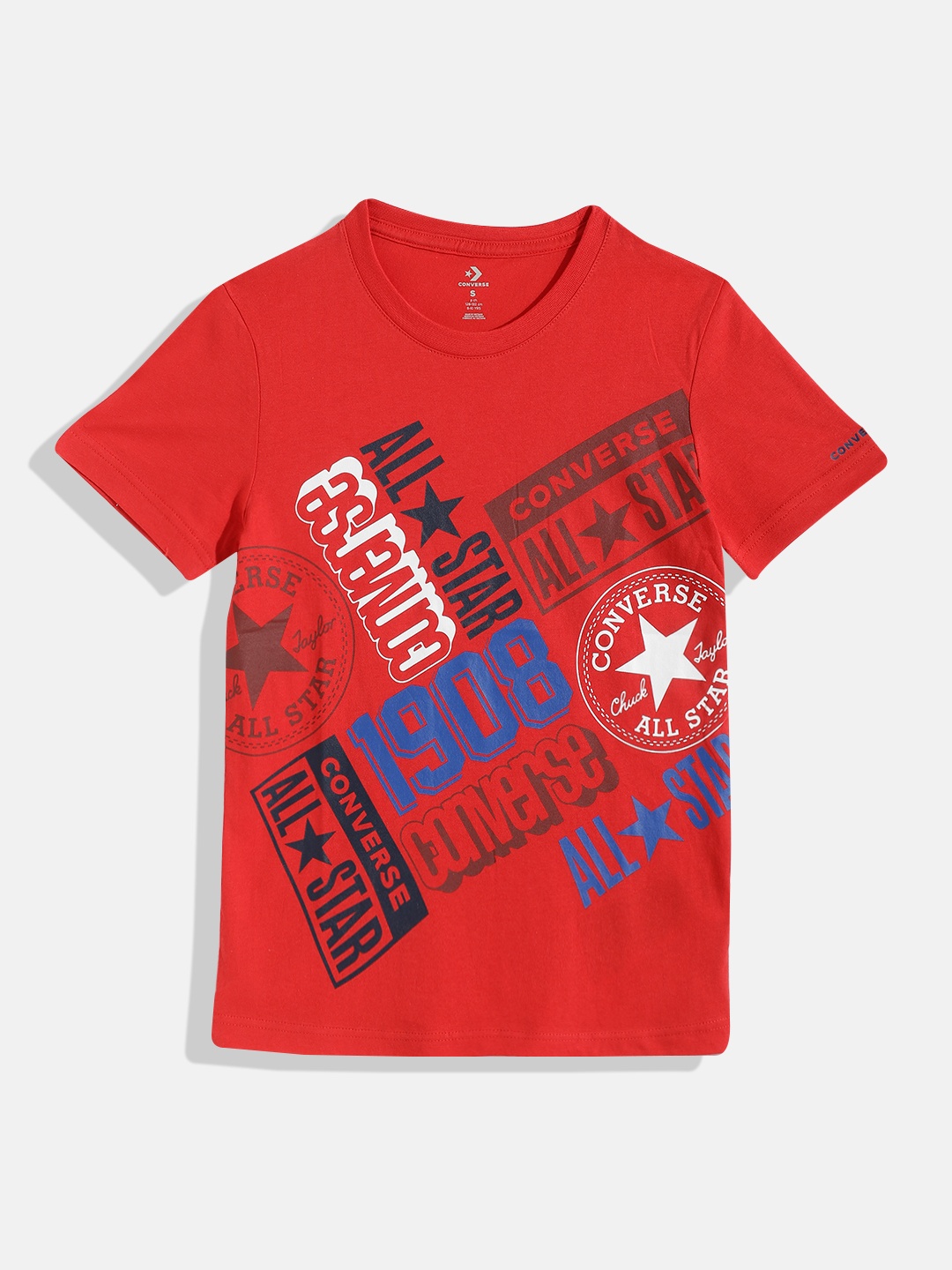 

Converse Boys Red & Blue Pure Cotton Graphic Printed T-shirt