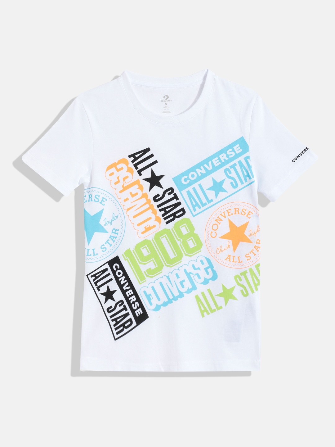

Converse Boys White & Blue Pure Cotton Graphic Printed T-shirt