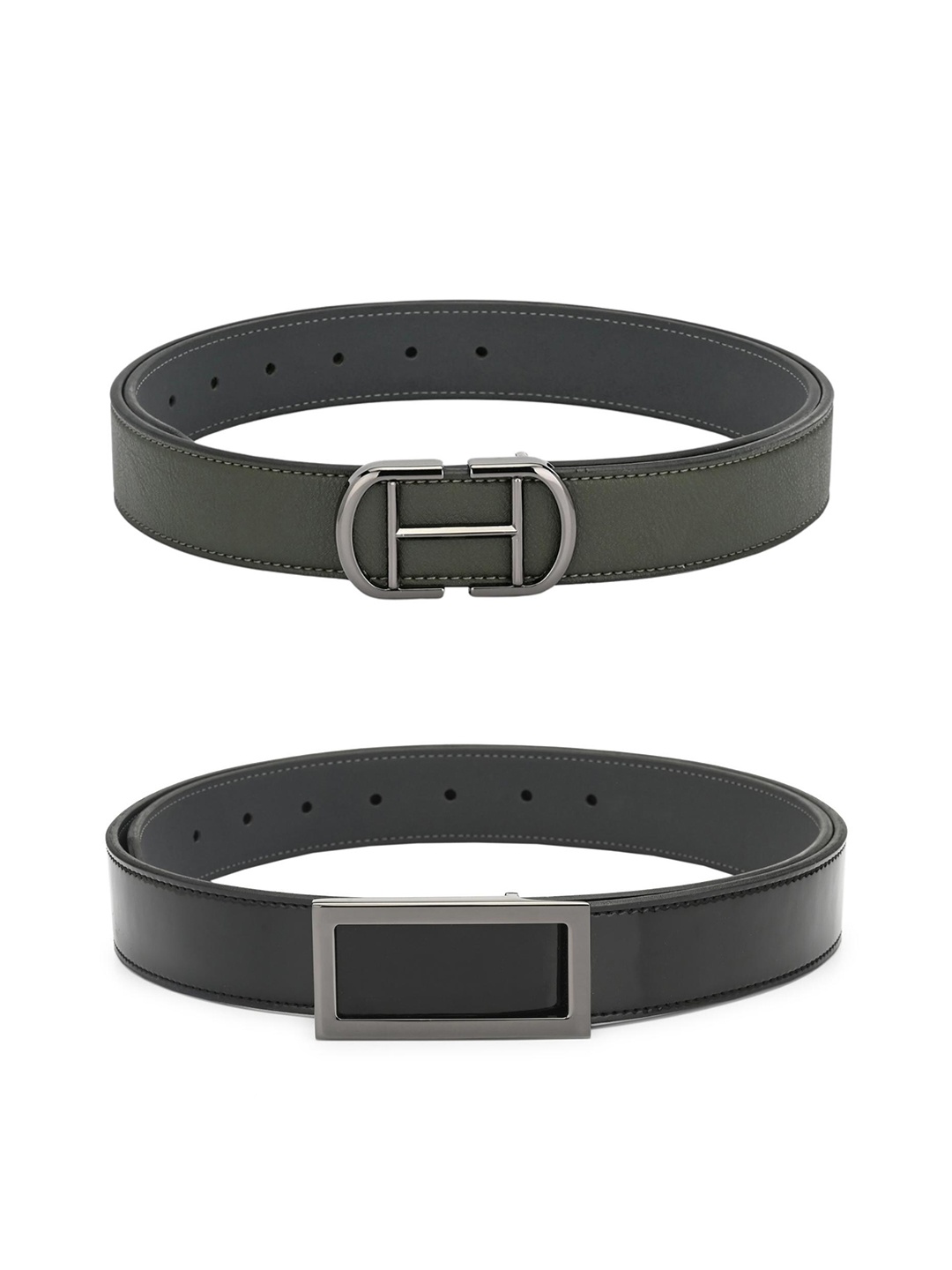 

Calvadoss Women Set Of 2 Green & Black Belts