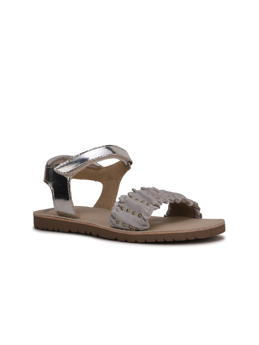 

Bubblegummers Girls Silver-Toned & Gold-Toned Embellished Open Toe Flats