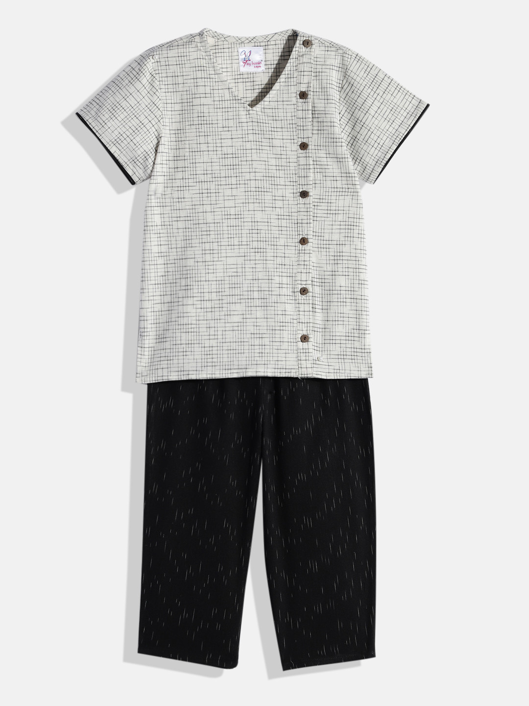

Tiny Bunnies Kids White & Black Pure Cotton Co-Ord Set