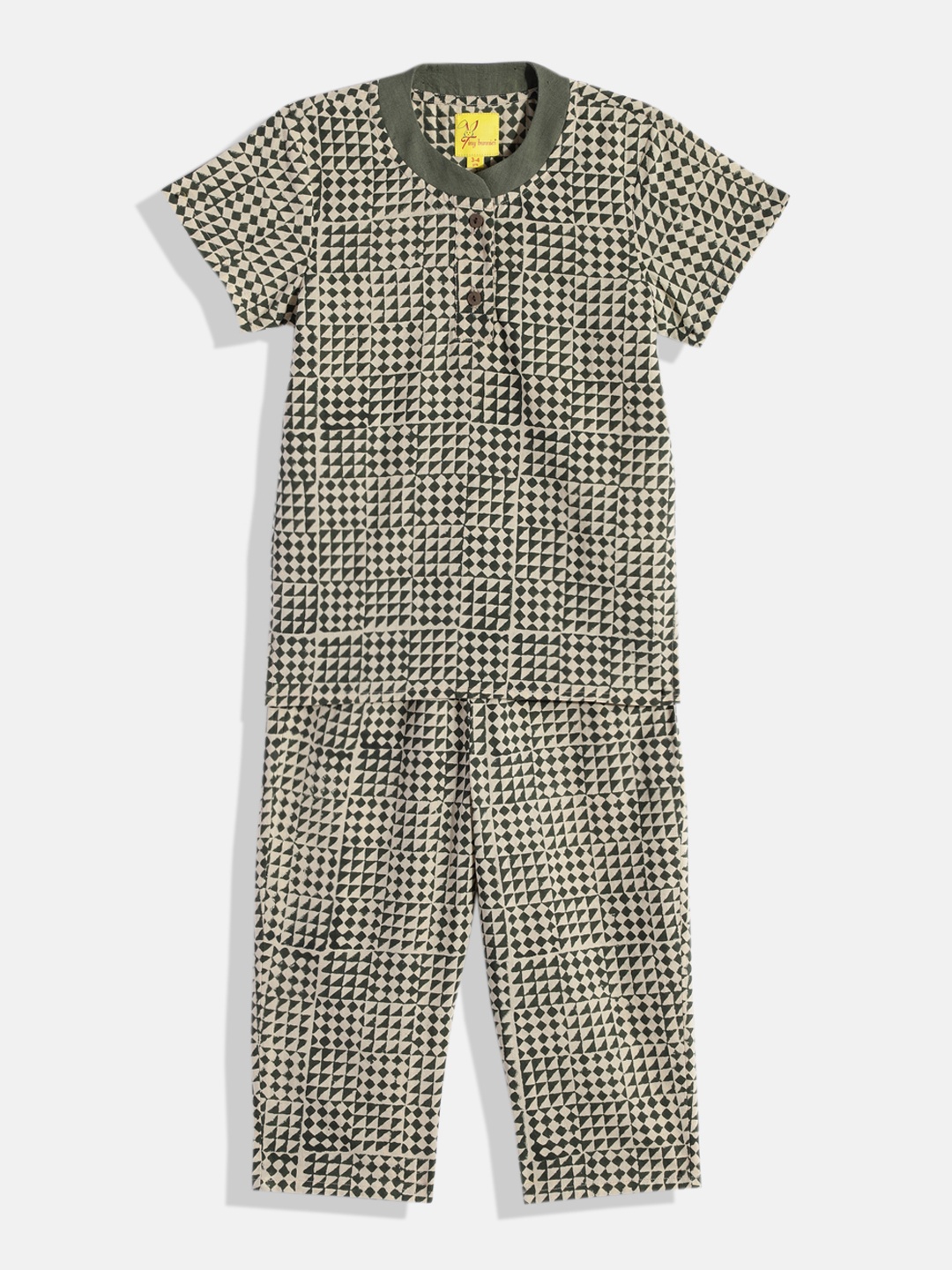 

Tiny Bunnies Kids Olive Green Pure Cotton Co-Ord Set