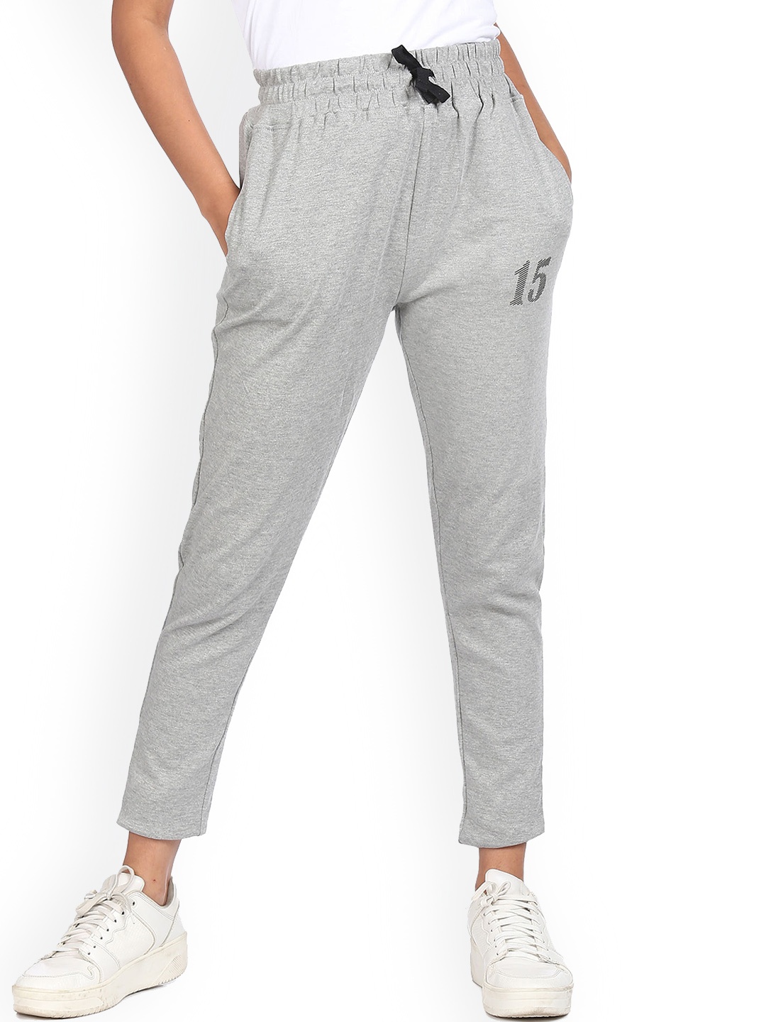 

Sugr Women Grey Drawstring Waist Heathered Track Pants
