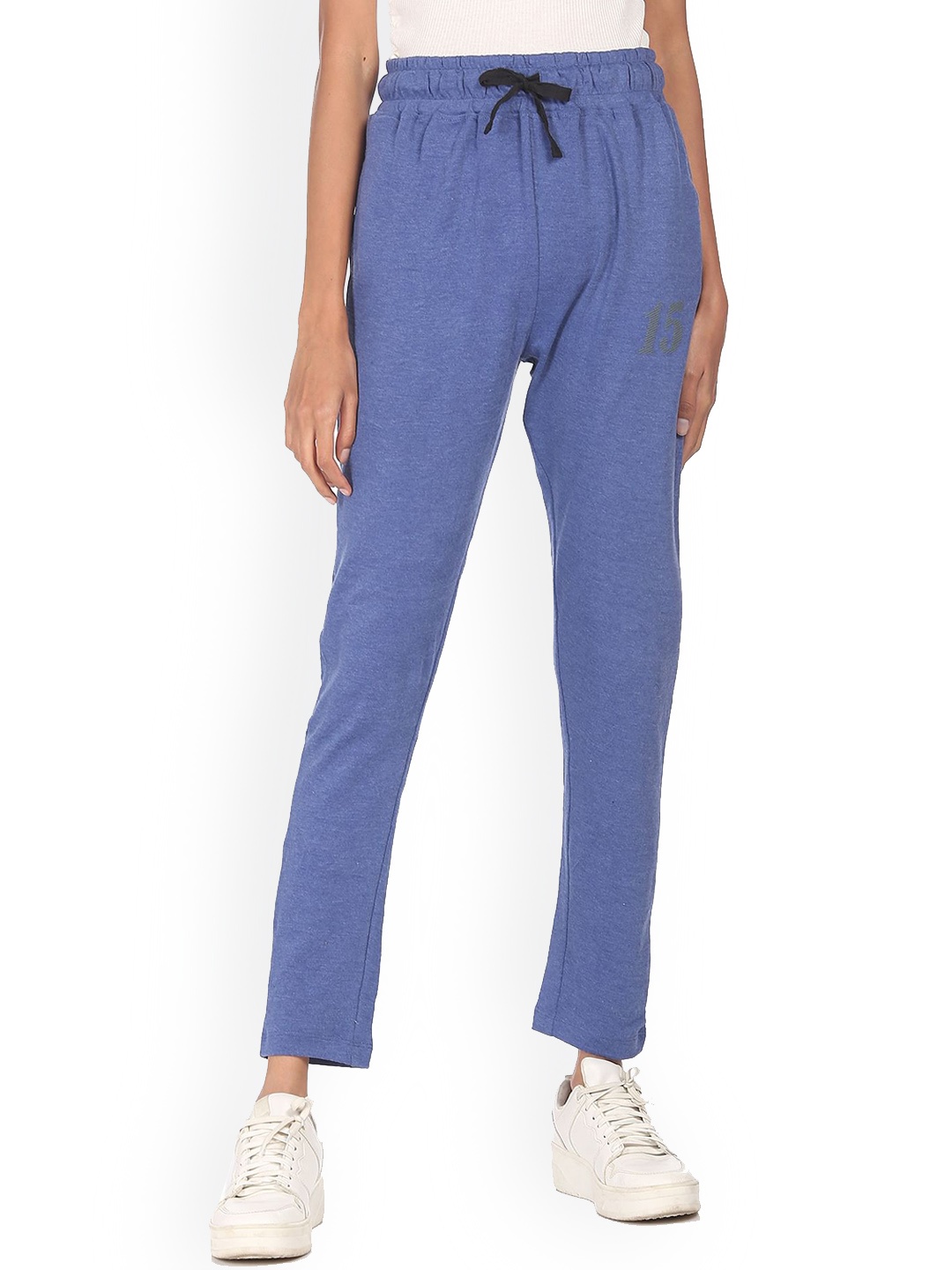 

Sugr Women Blue Solid Straight Fit Track Pants