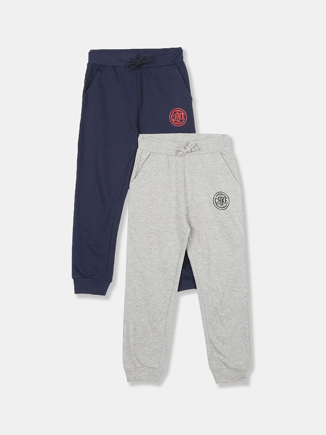 

Cherokee Pack Of 2 Navy Blue & Grey Mid Rise Solid Joggers