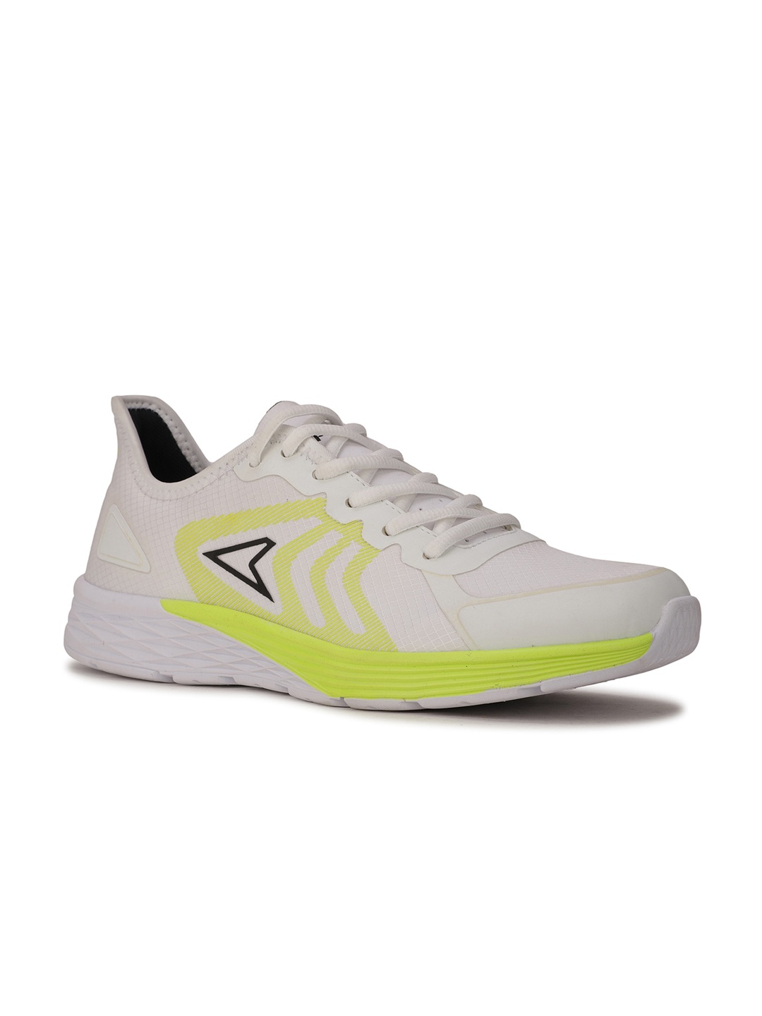 

Power Men White & Fluorescent Green Colorblocked Sneakers
