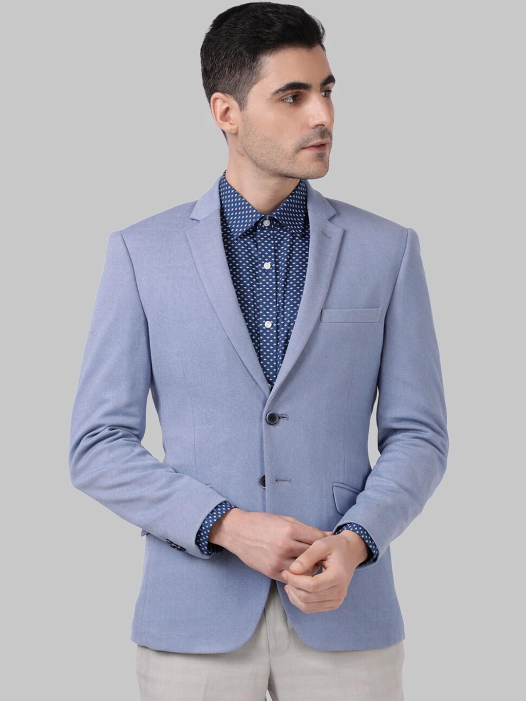 

Park Avenue Men Blue Solid Regular Fit Single Breasted Formal Blazer