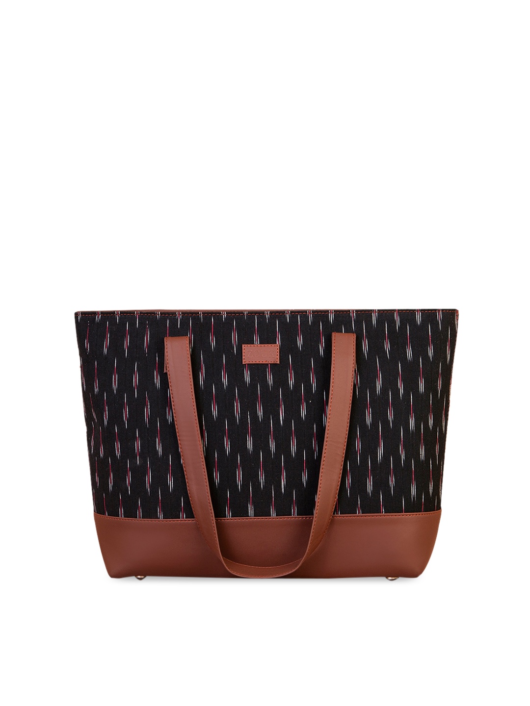 

ZOUK Black & Red Geometric Structured Vegan Leather Shoulder Bag