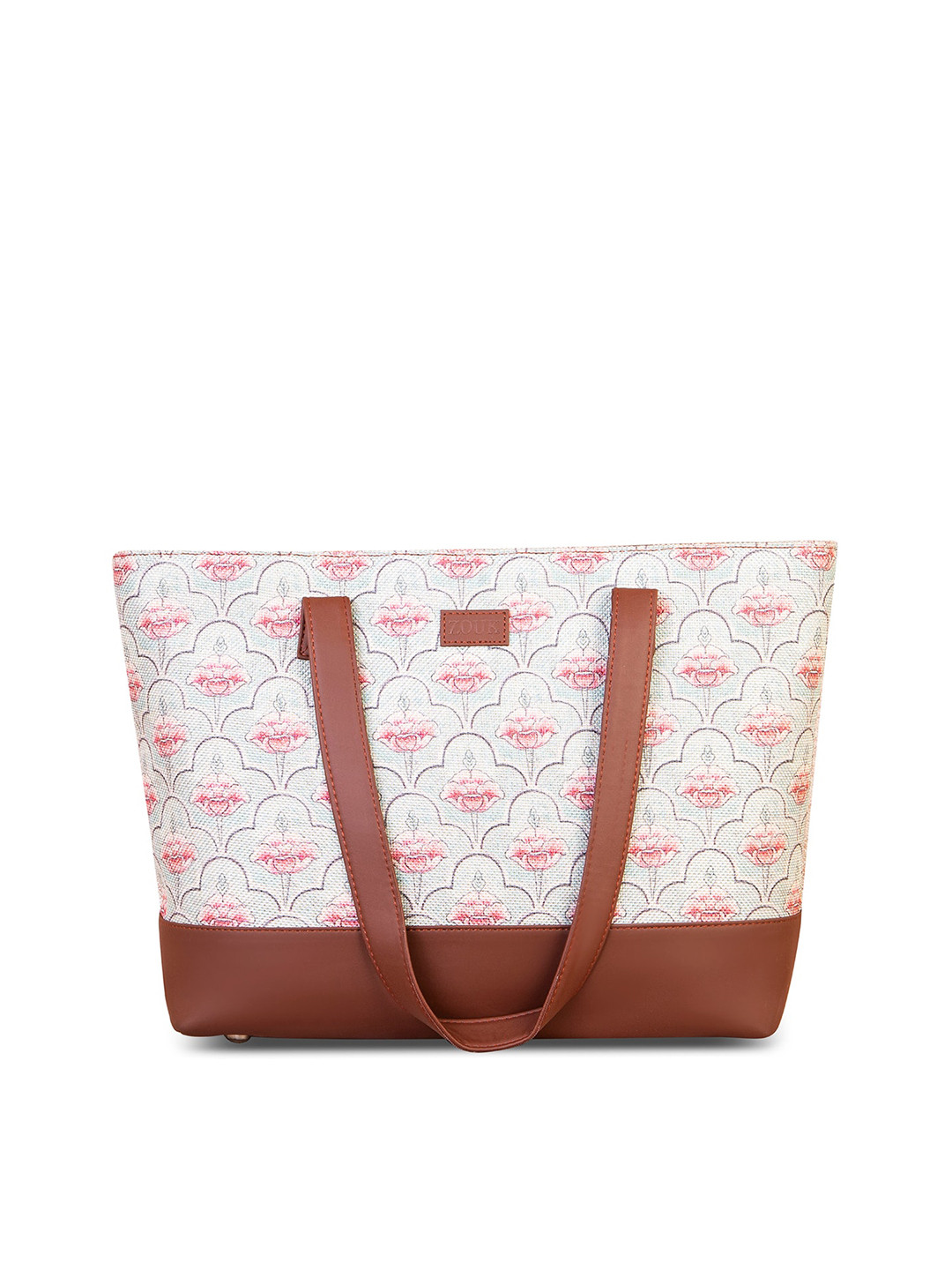 

ZOUK Brown Floral Printed Shopper Tote Bag