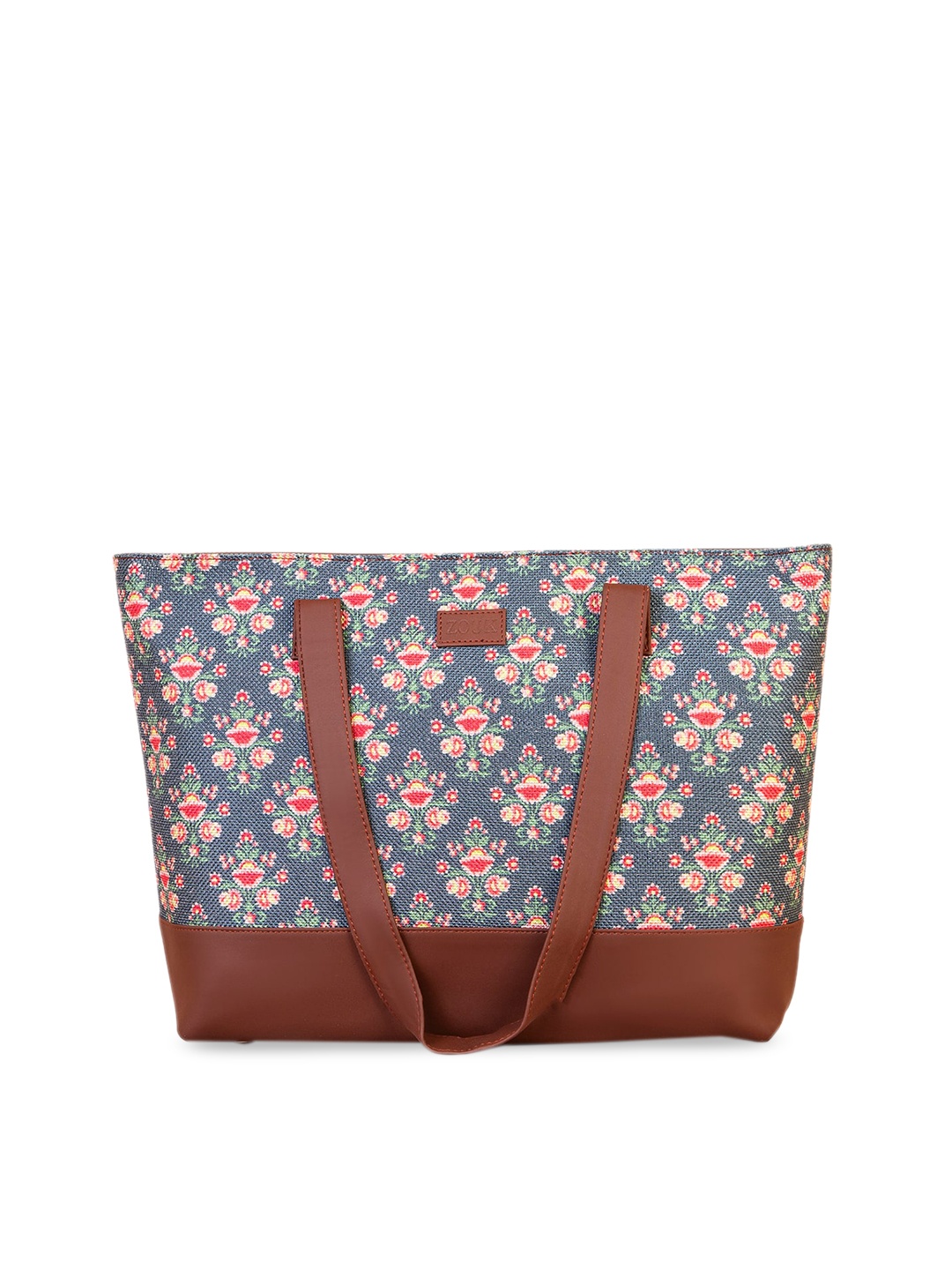

ZOUK Navy Blue & Pink Ethnic Motifs Printed Structured Vegan Leather Shoulder Bag