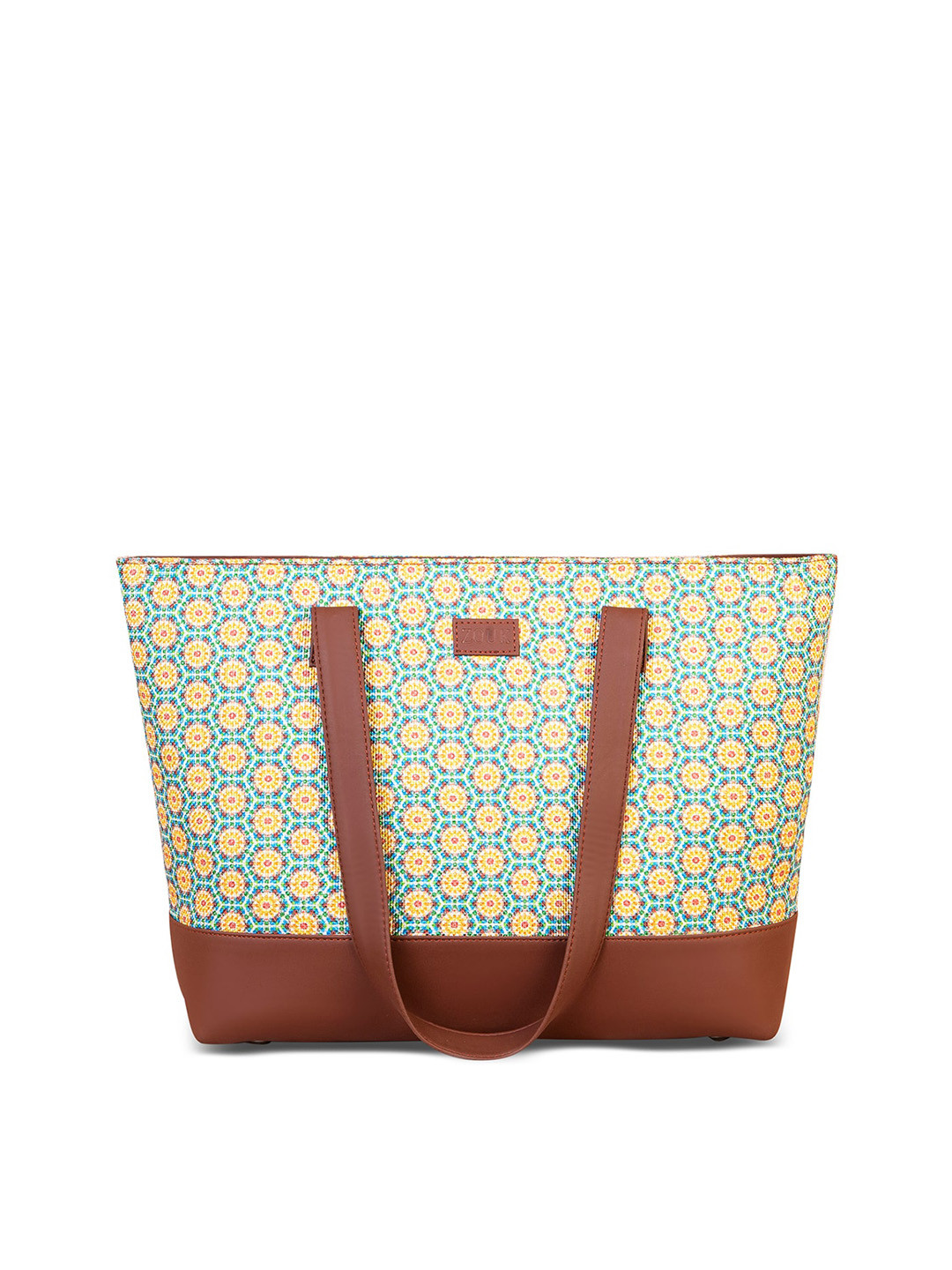

ZOUK Blue & Yellow Printed Shopper Tote Bag