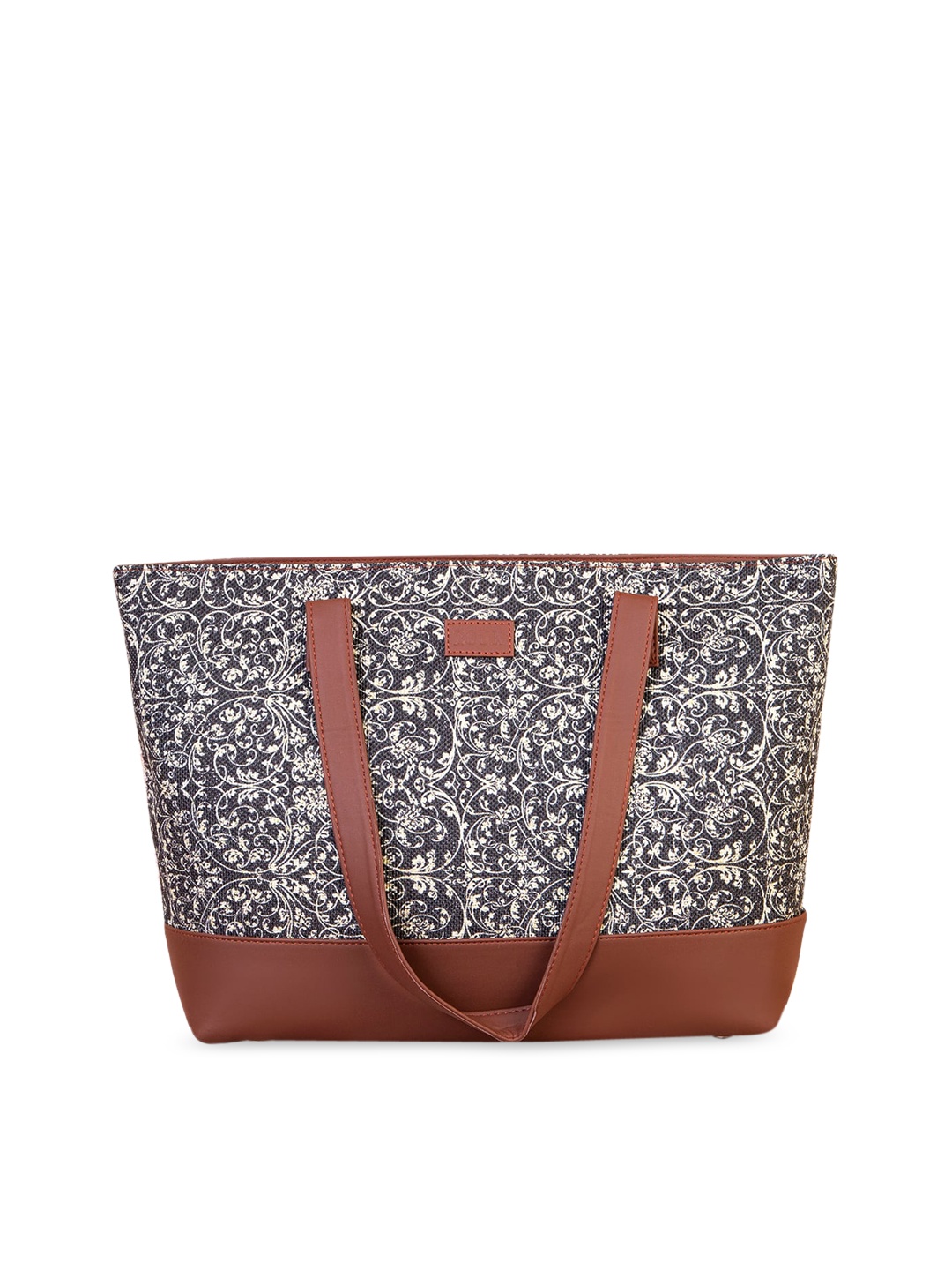 

ZOUK Black Floral Printed Shopper Tote Bag