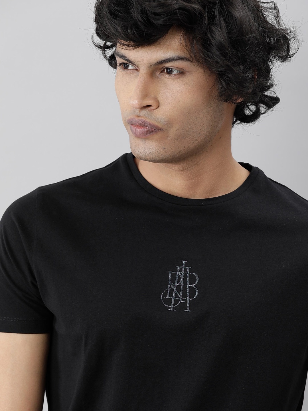 

RARE RABBIT Men Rings-4 Slim Fit Solid Polo Collar T-Shirt, Black