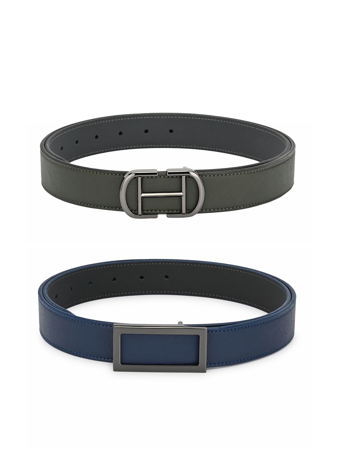 

Calvadoss Men Teal Set Of 2 PU Wide Belt