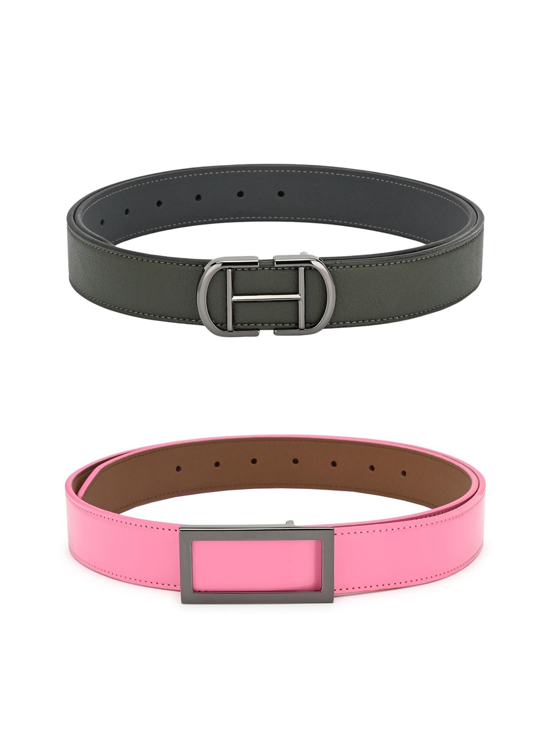 

Calvadoss Men Green & Pink Set Of 2 Belt