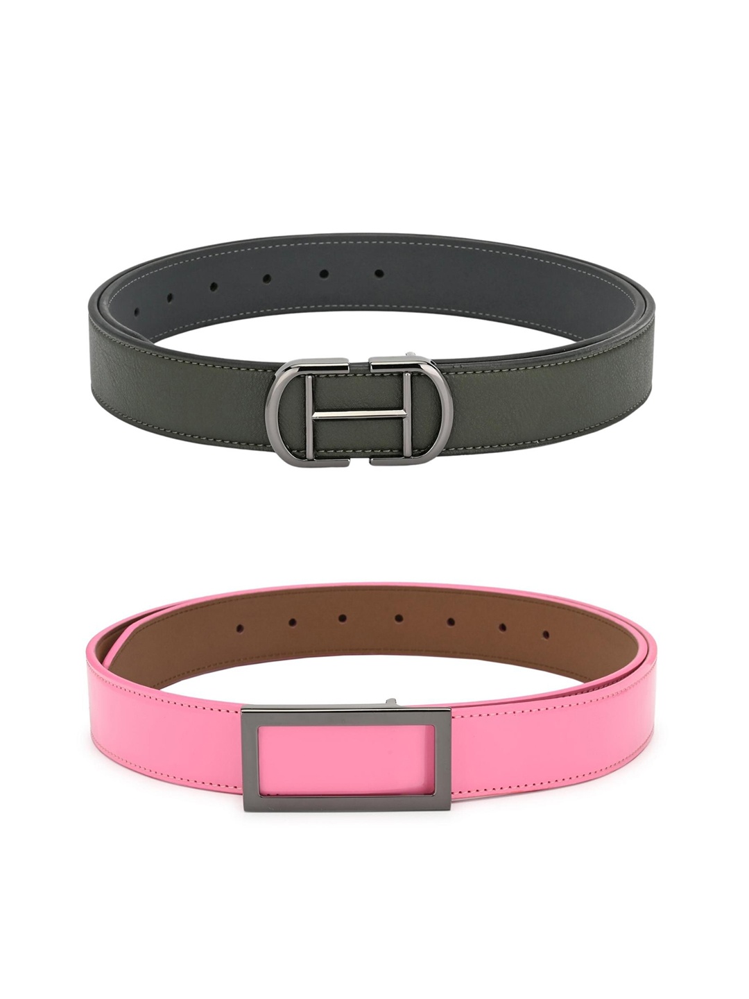 

Calvadoss Girls Grey & Pink Set Of 2 PU Wide Belt