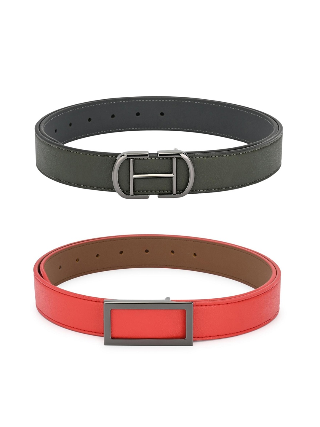 

Calvadoss Set Of 2 Girls Green & Red PU Belt