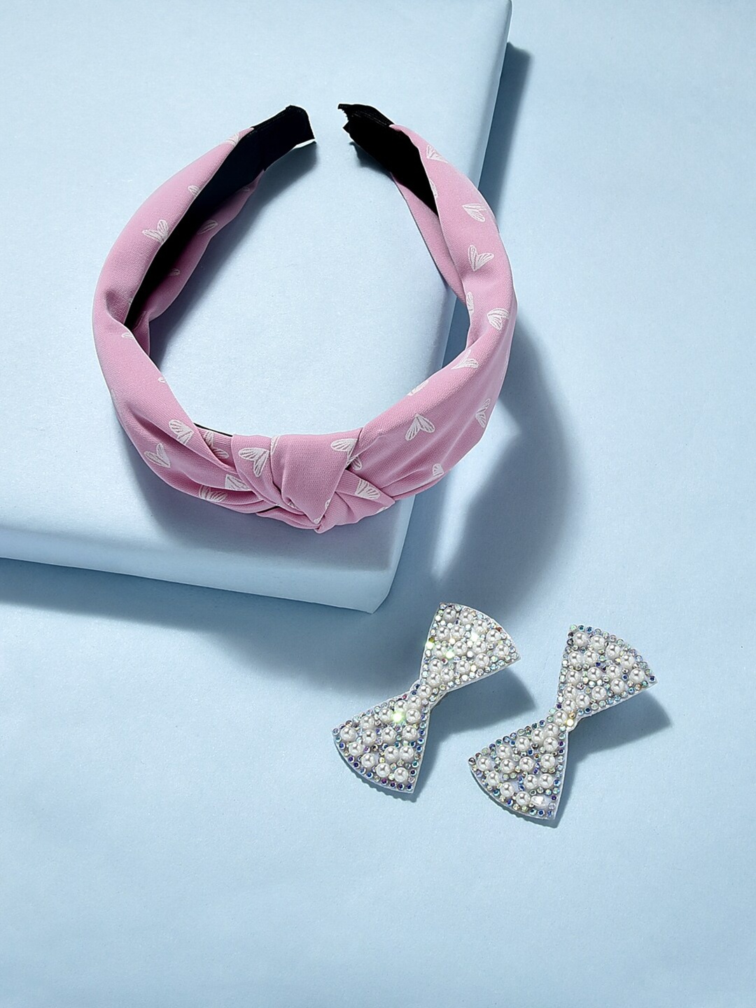 

Toniq Kids Girls Pink & White Set of 2 Embellished Hair Accessory Set