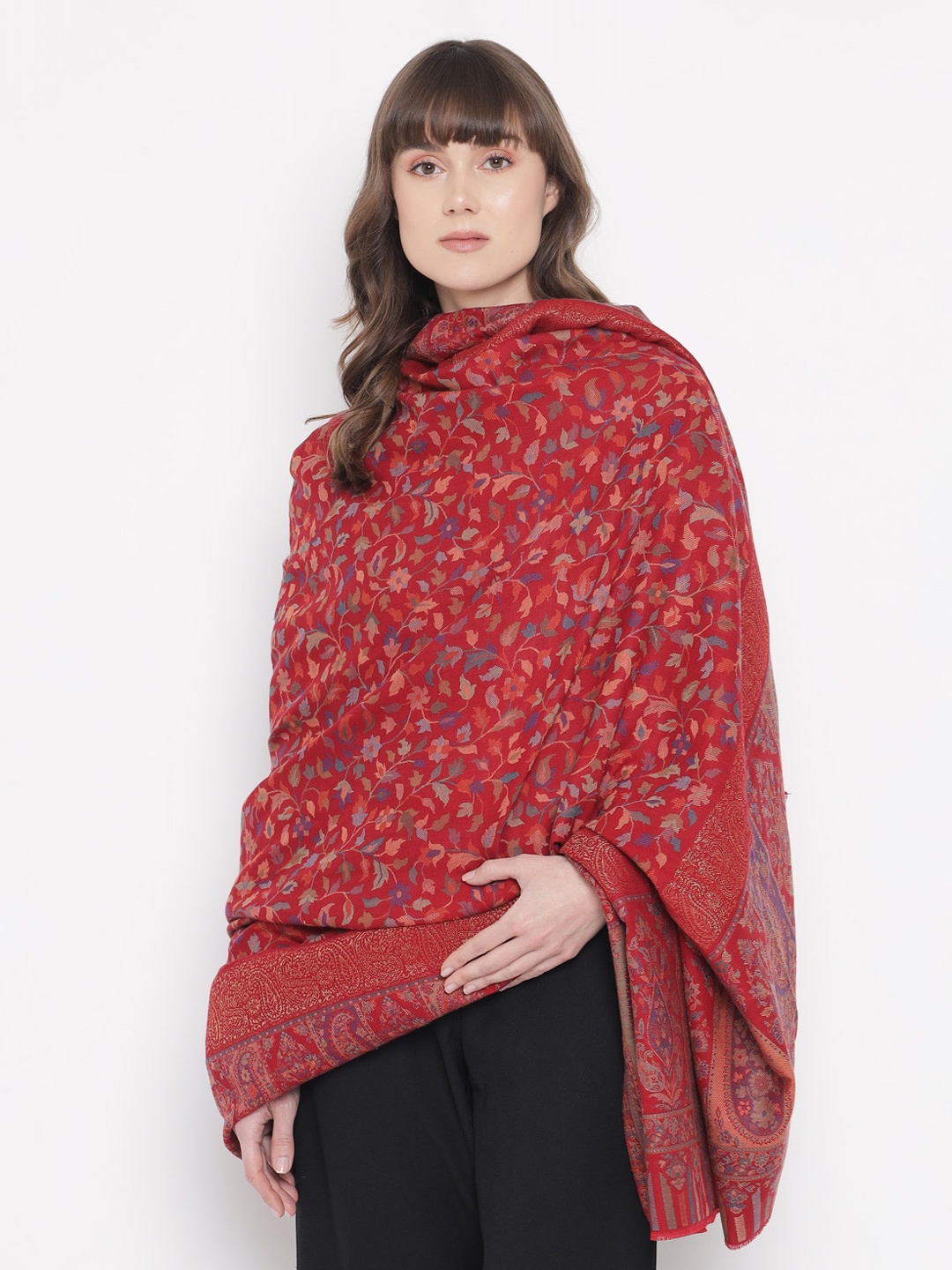 

Pashtush Women Maroon Printed Shawl