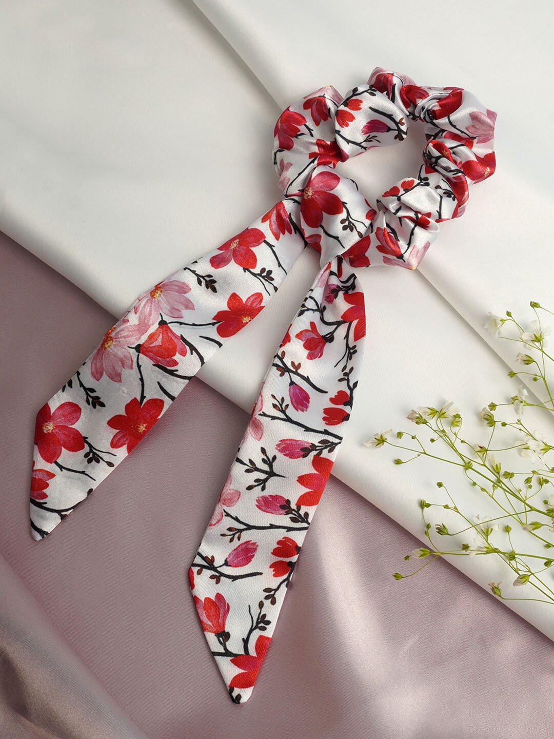 

Ferosh Women Red & White Floral Scrunchie