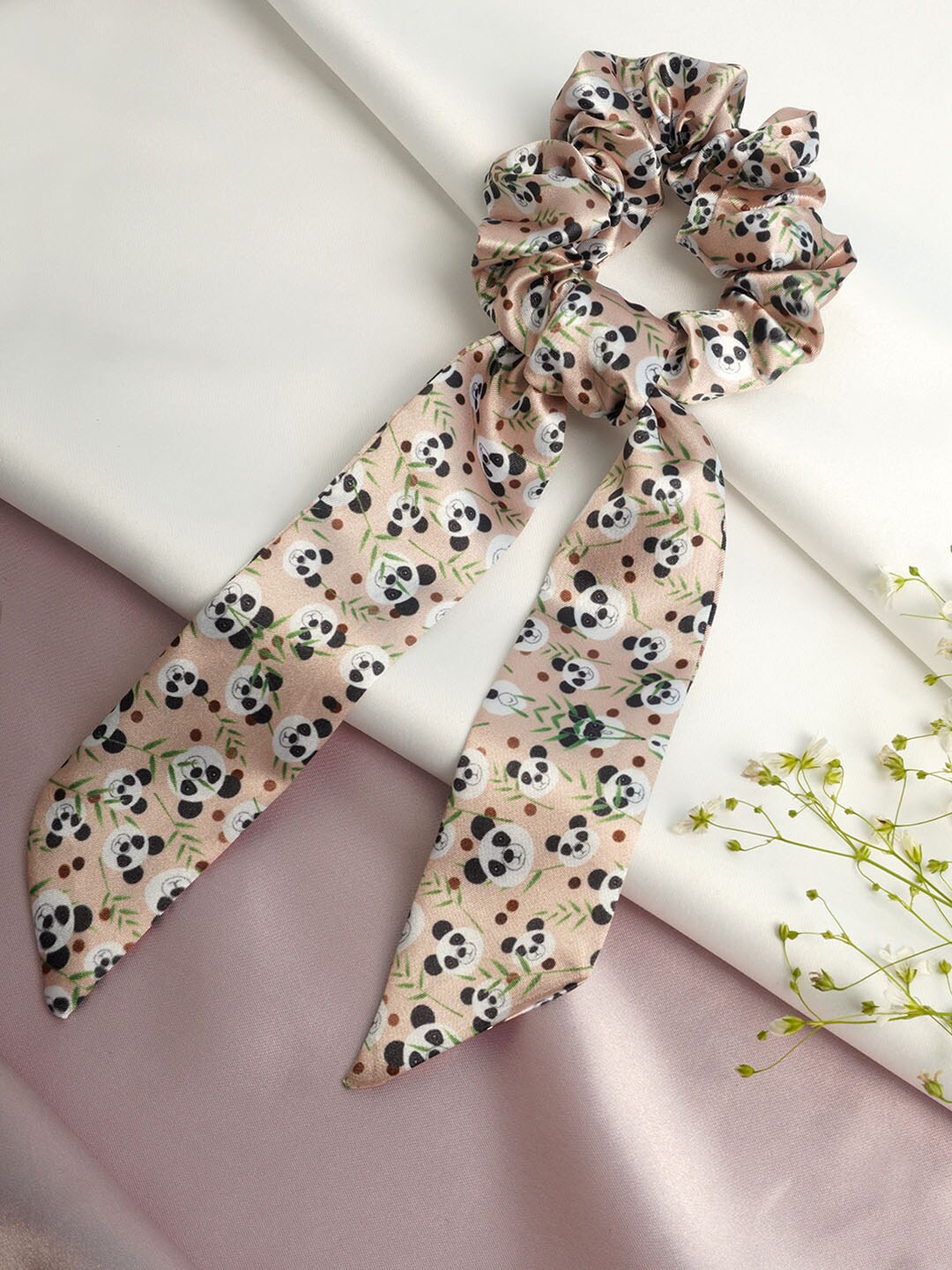 

Ferosh Women Peach-Coloured & White Cute Panda Printed Ponytail Holders