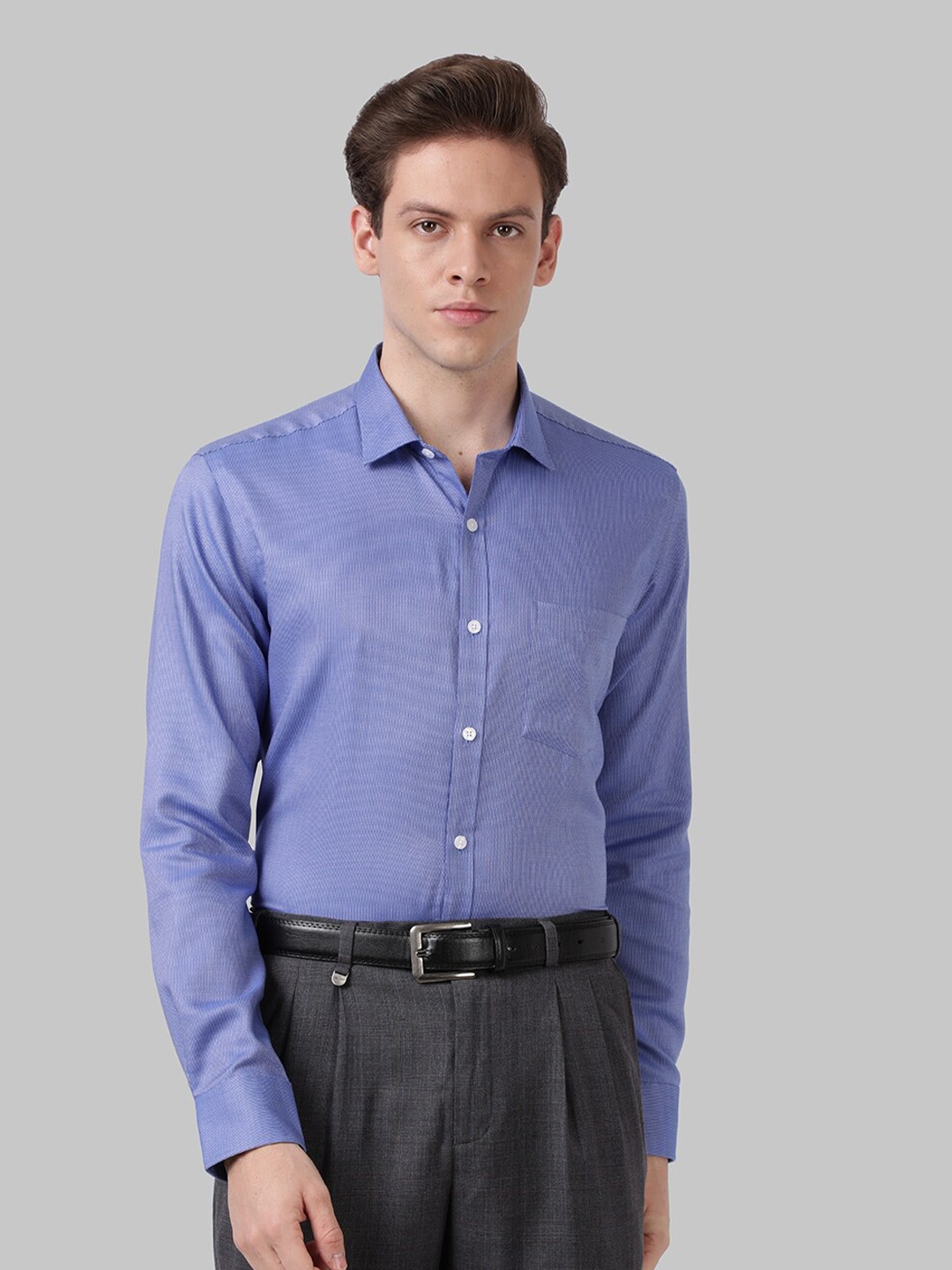 

Park Avenue Men Blue Self Design Slim Fit Formal Shirt