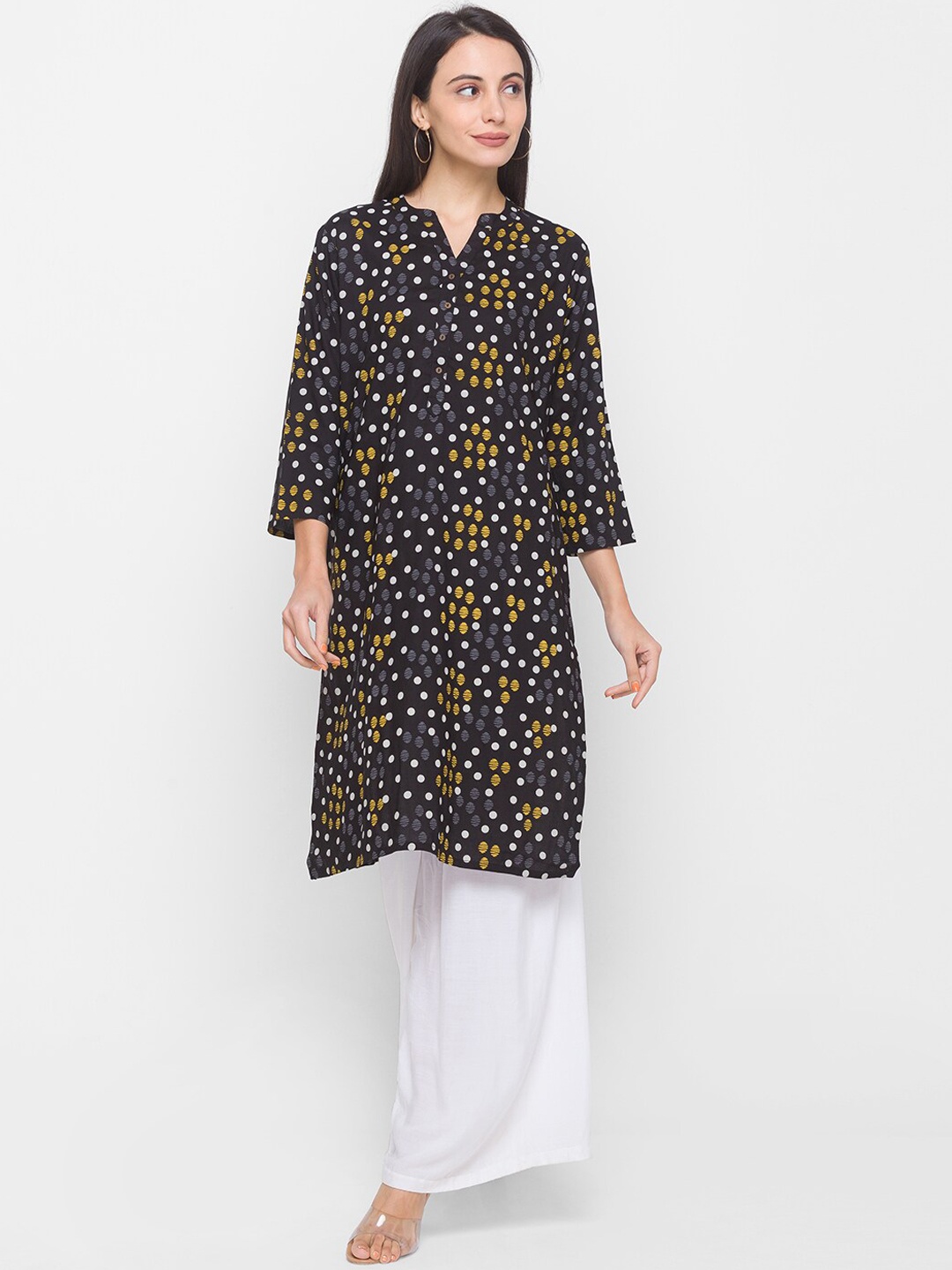 Globus Women Black Printed Kurta