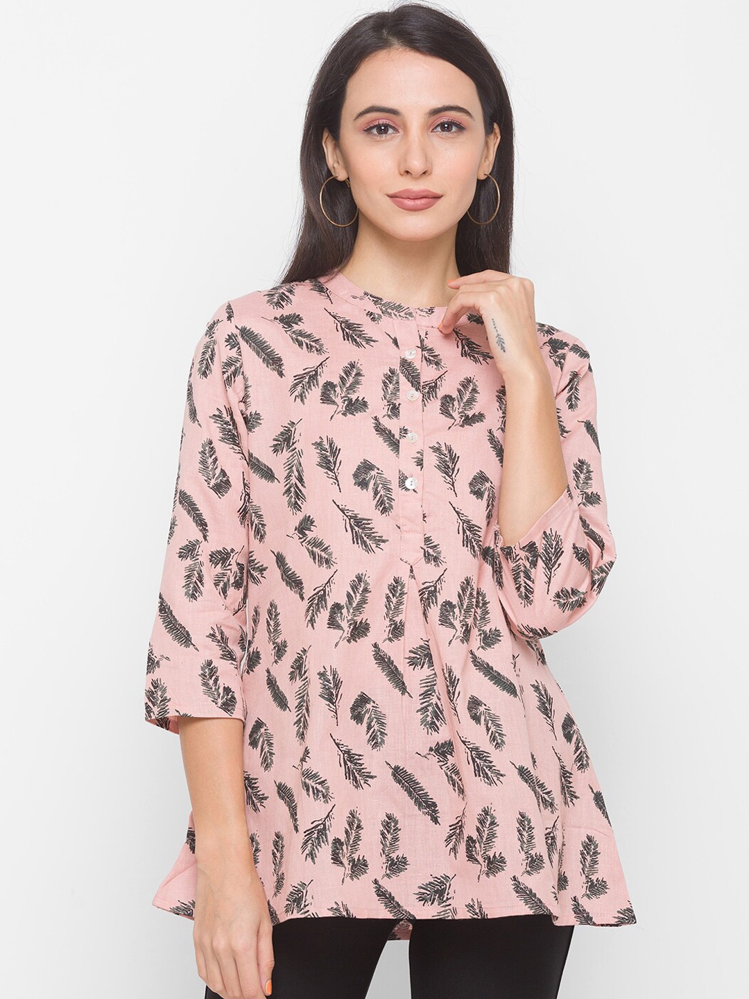 

Globus Pink Floral Printed Cotton Kurti