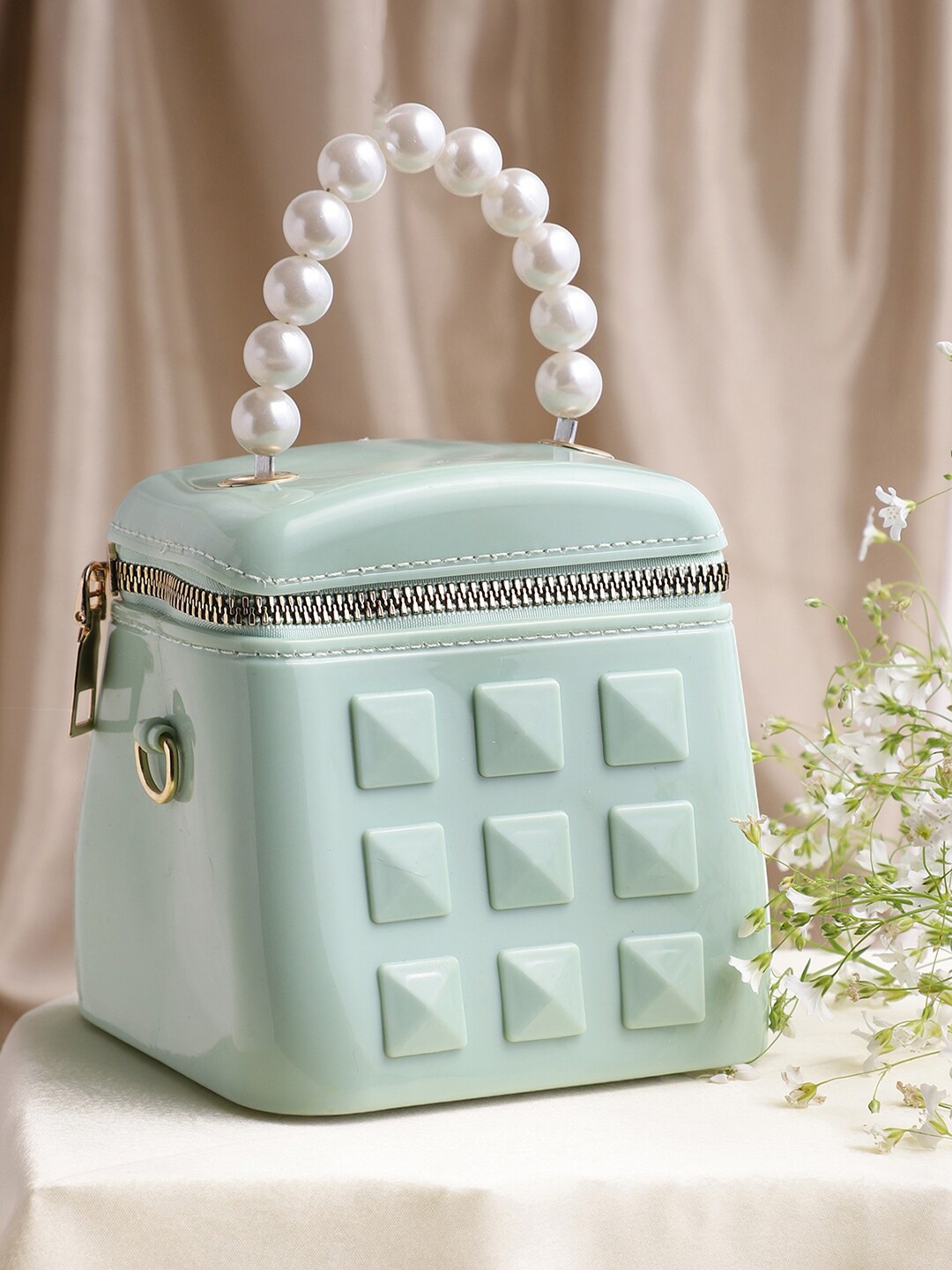 

Athena Women Sea Green Textured Box Clutch