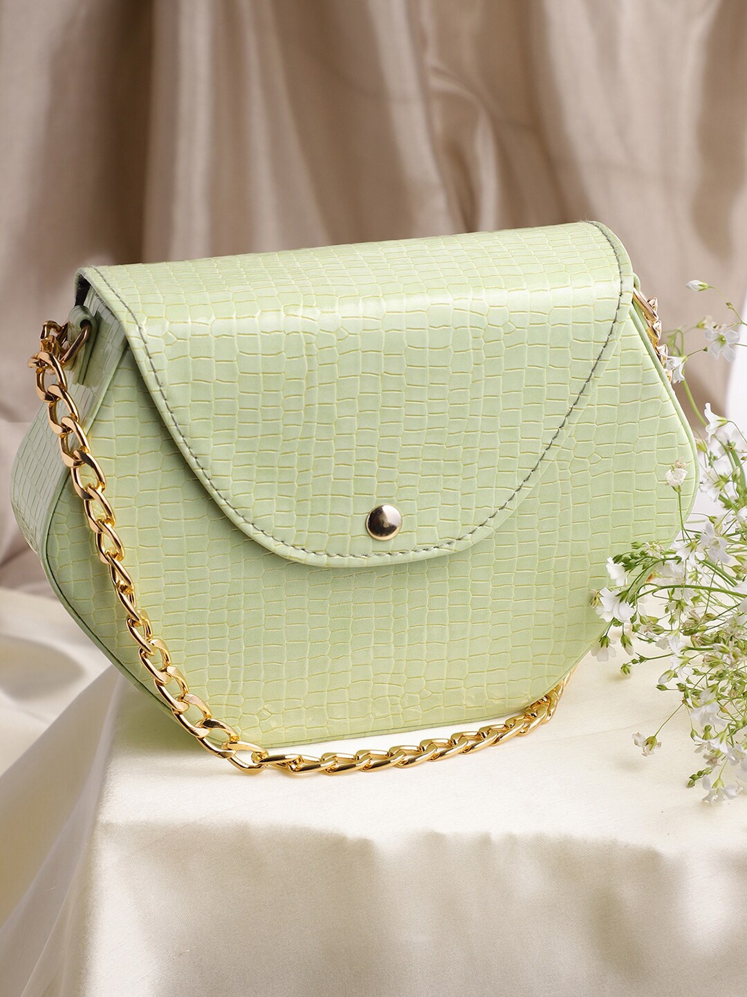 

Athena Women Green Textured Structured Sling Bag