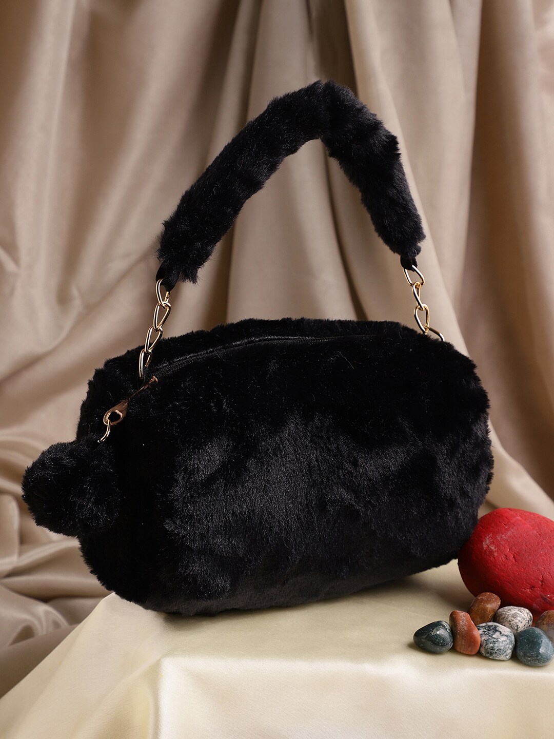 

Athena Women Black Fur Purse Clutch