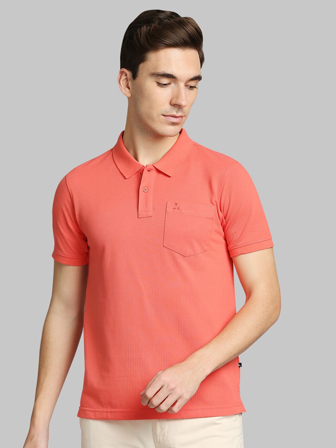 

Parx Men Orange Polo Collar T-shirt
