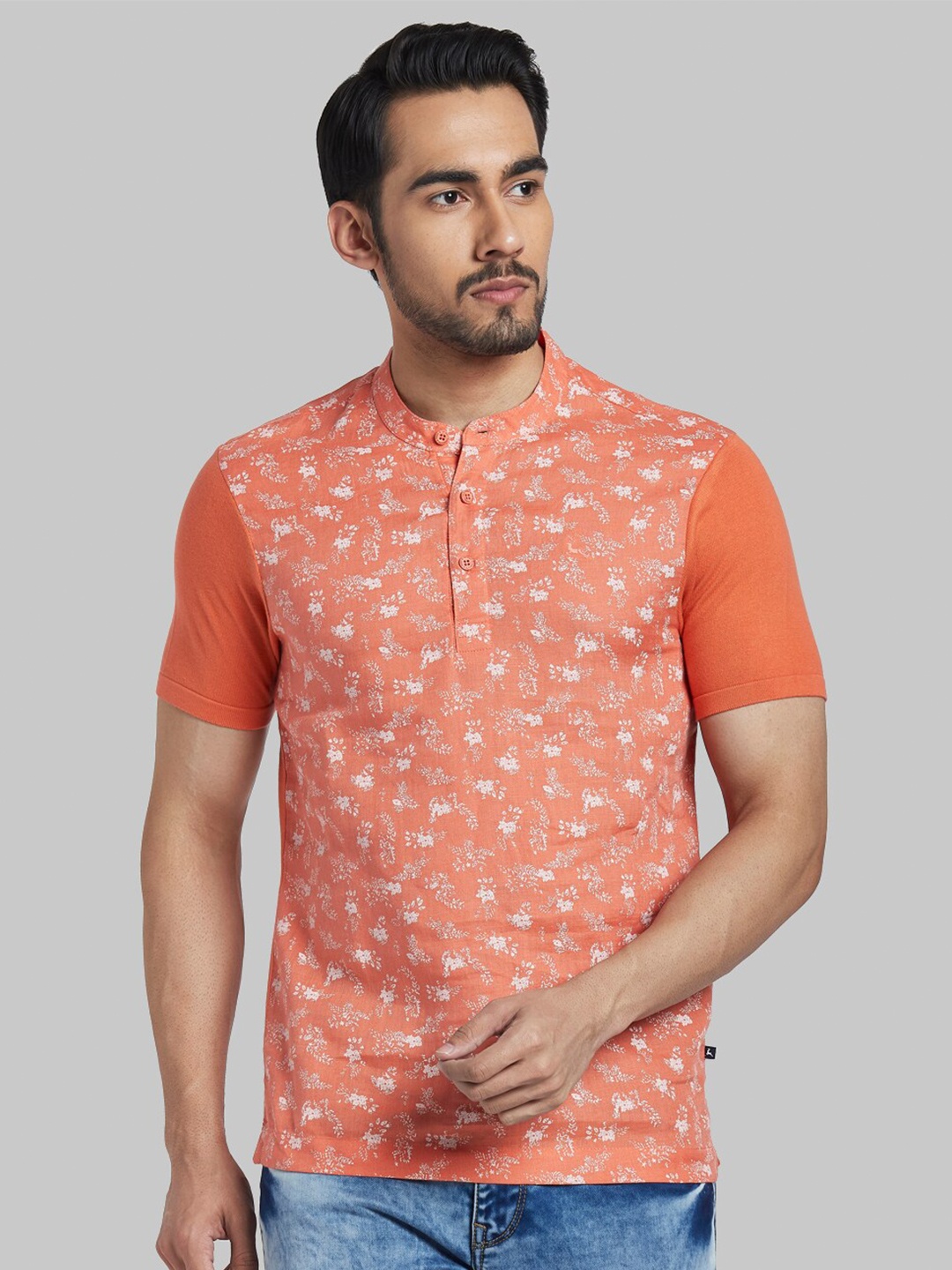 

Parx Men Orange Printed Regular Fit Cotton T-shirt