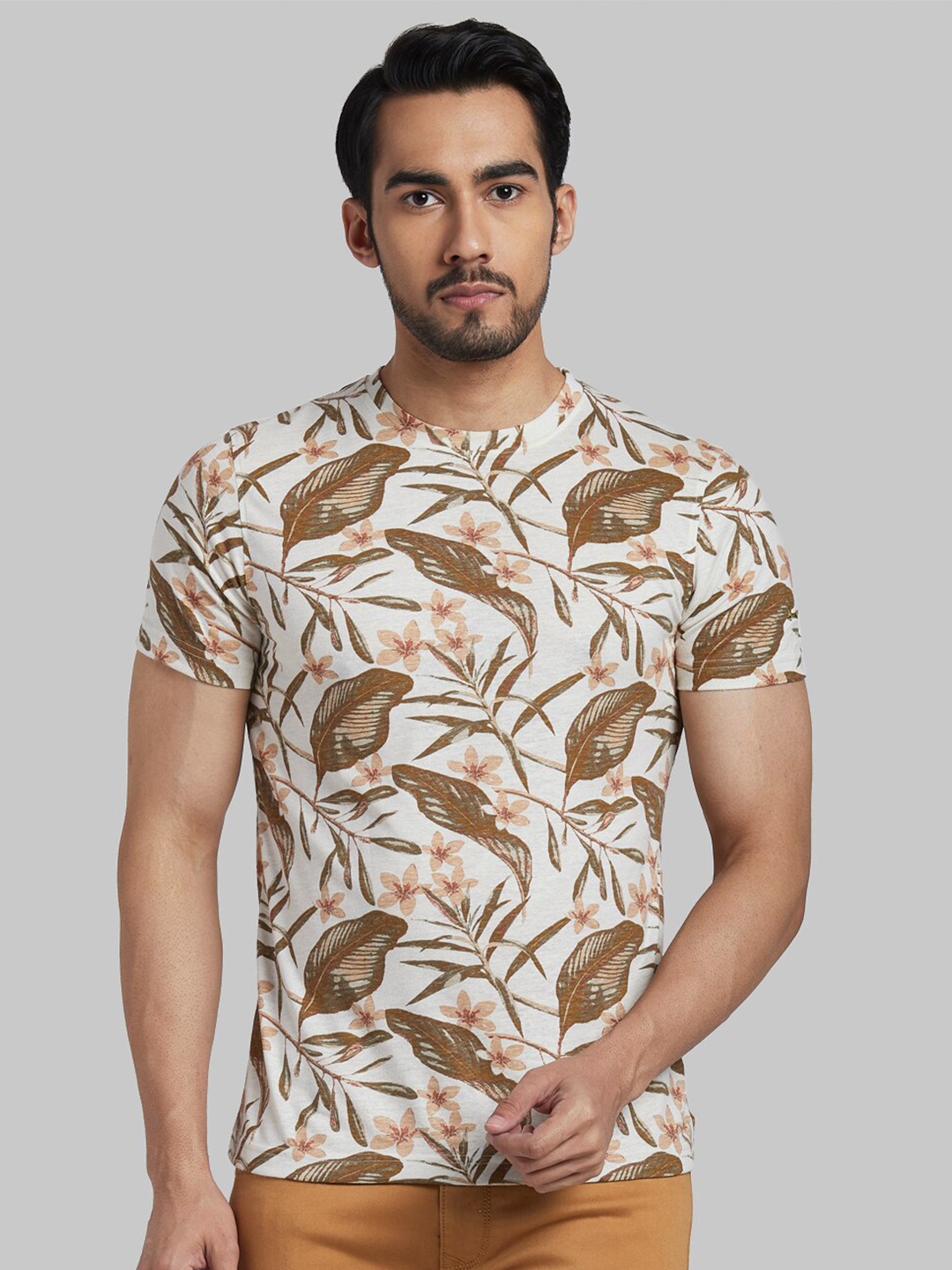

Parx Men White Floral Printed Tropical T-shirt