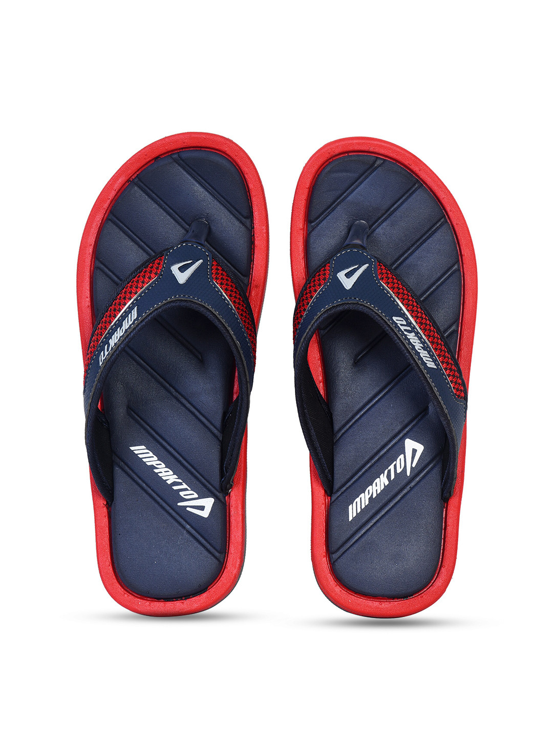 

IMPAKTO Men Red & Navy Blue Printed Slip-On Flip Flops