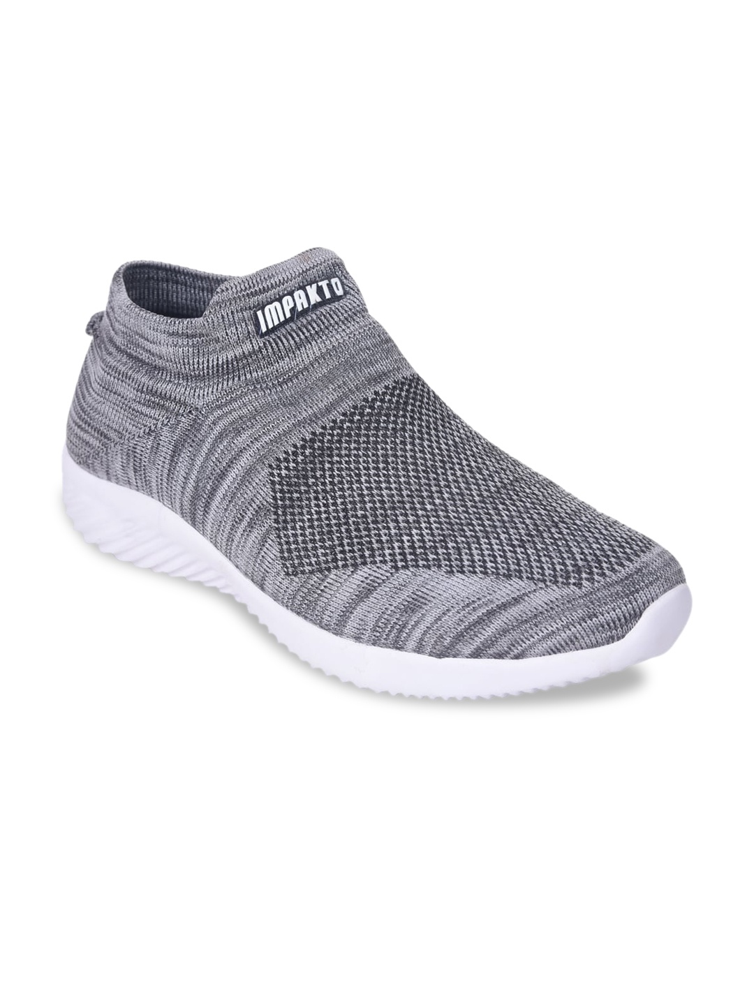 

IMPAKTO Men Grey Melange Woven Design Slip-On Sneakers