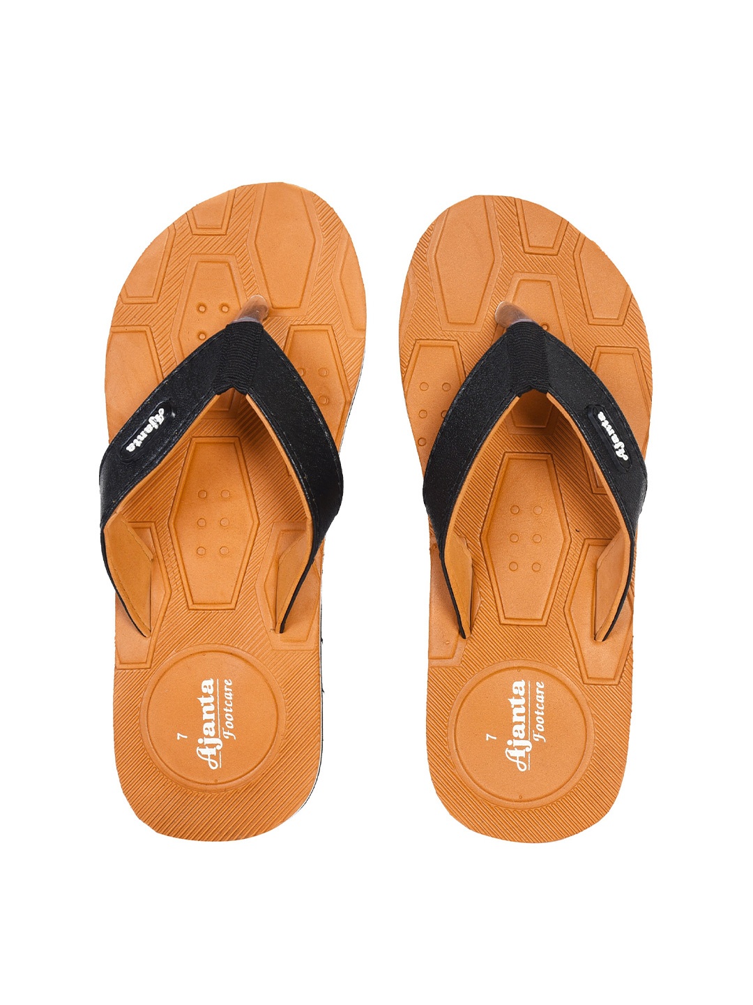 

Ajanta Men Orange & Black Printed Slip-On