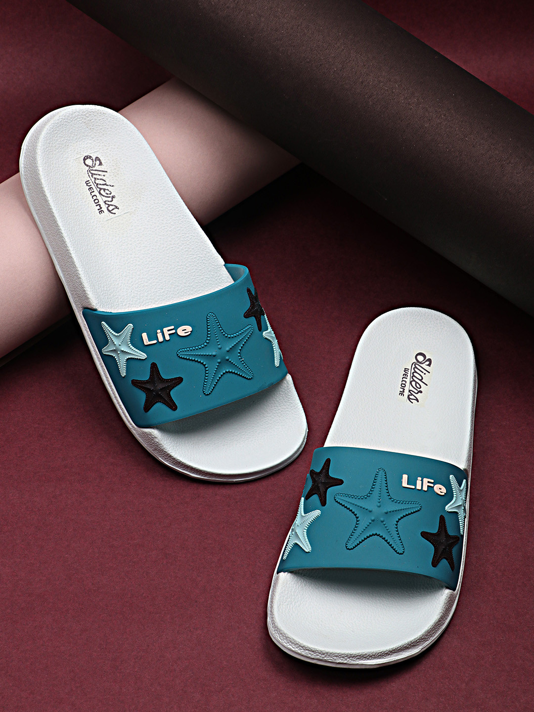 

WELCOME Women Blue & Black Sliders