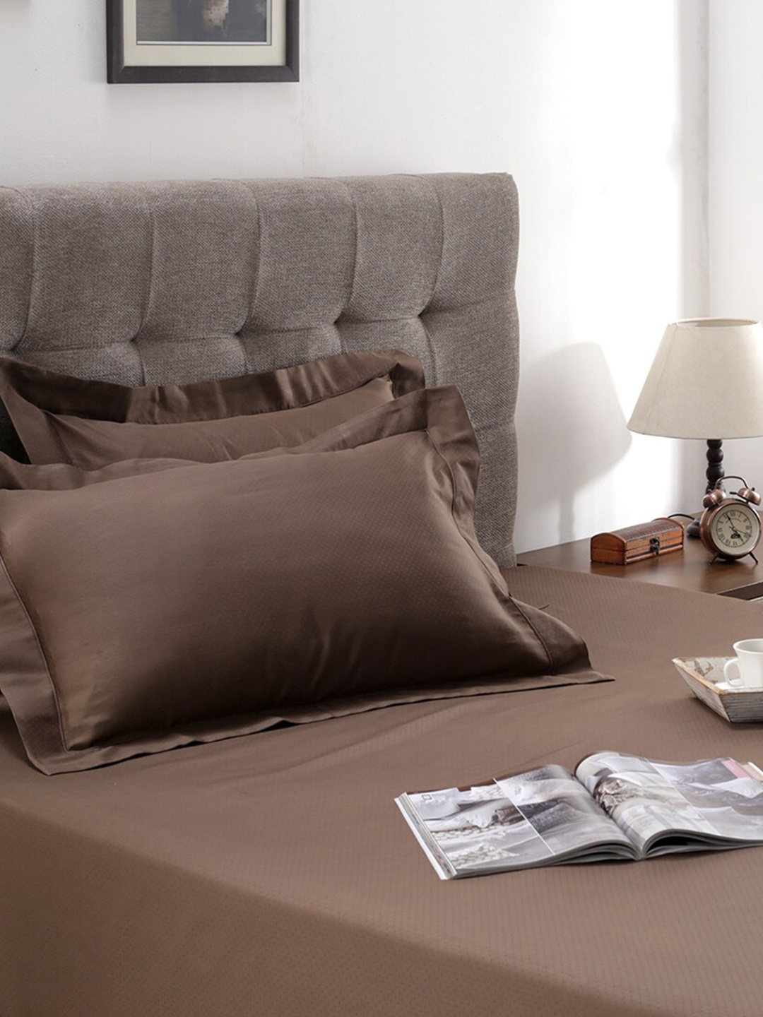 

MASPAR Brown 200 TC King Bedsheet with 2 Pillow Covers