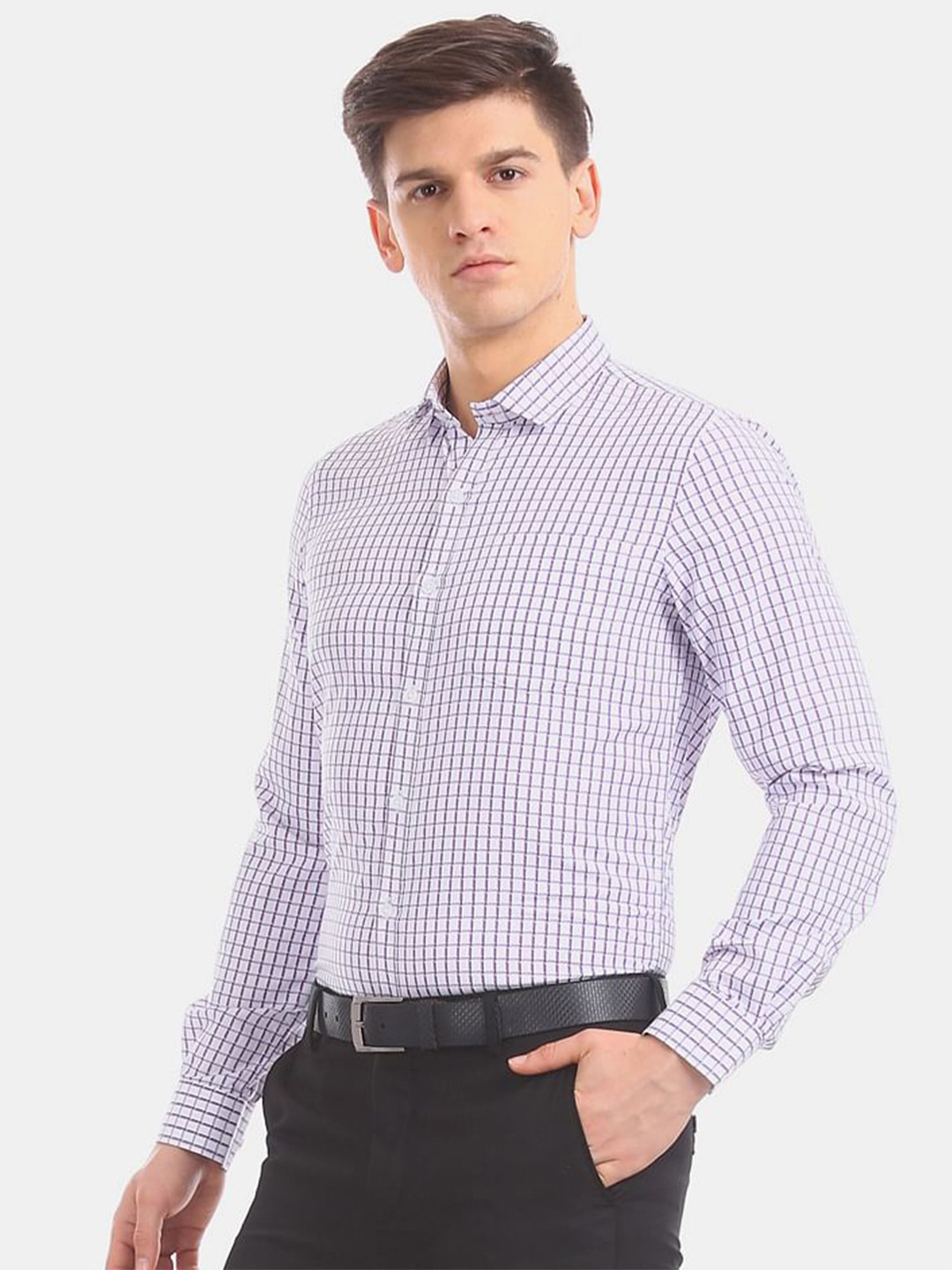 

Excalibur Men Pack Of 2 White Checked Regular Fit Casual Shirt