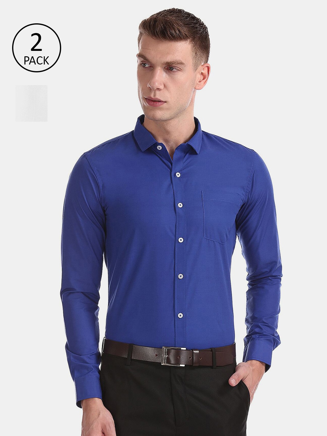 

Excalibur Men Pack of 2 Blue & White Casual Shirt